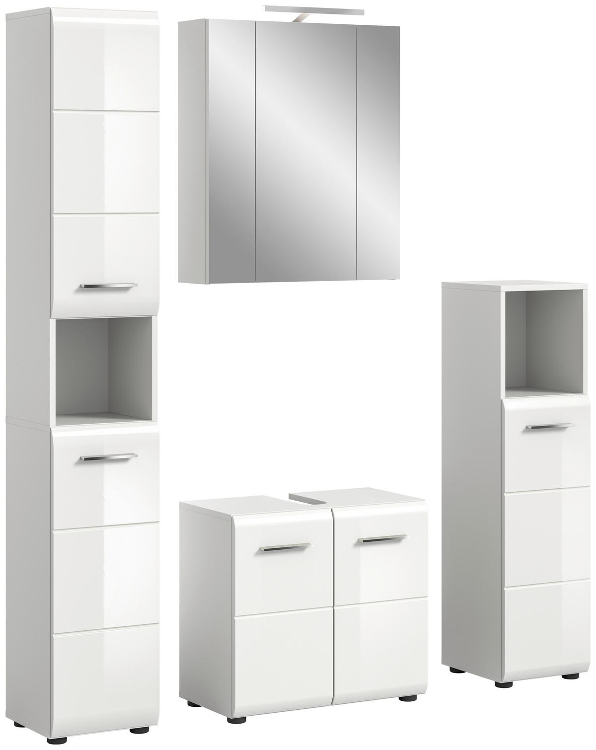 Badezimmer-Set Ice weiß weiß Hochglanz B/H/T: ca. 150x185x30 cm Ice - weiß (150,00/185,00/30,00cm) - xonox.home