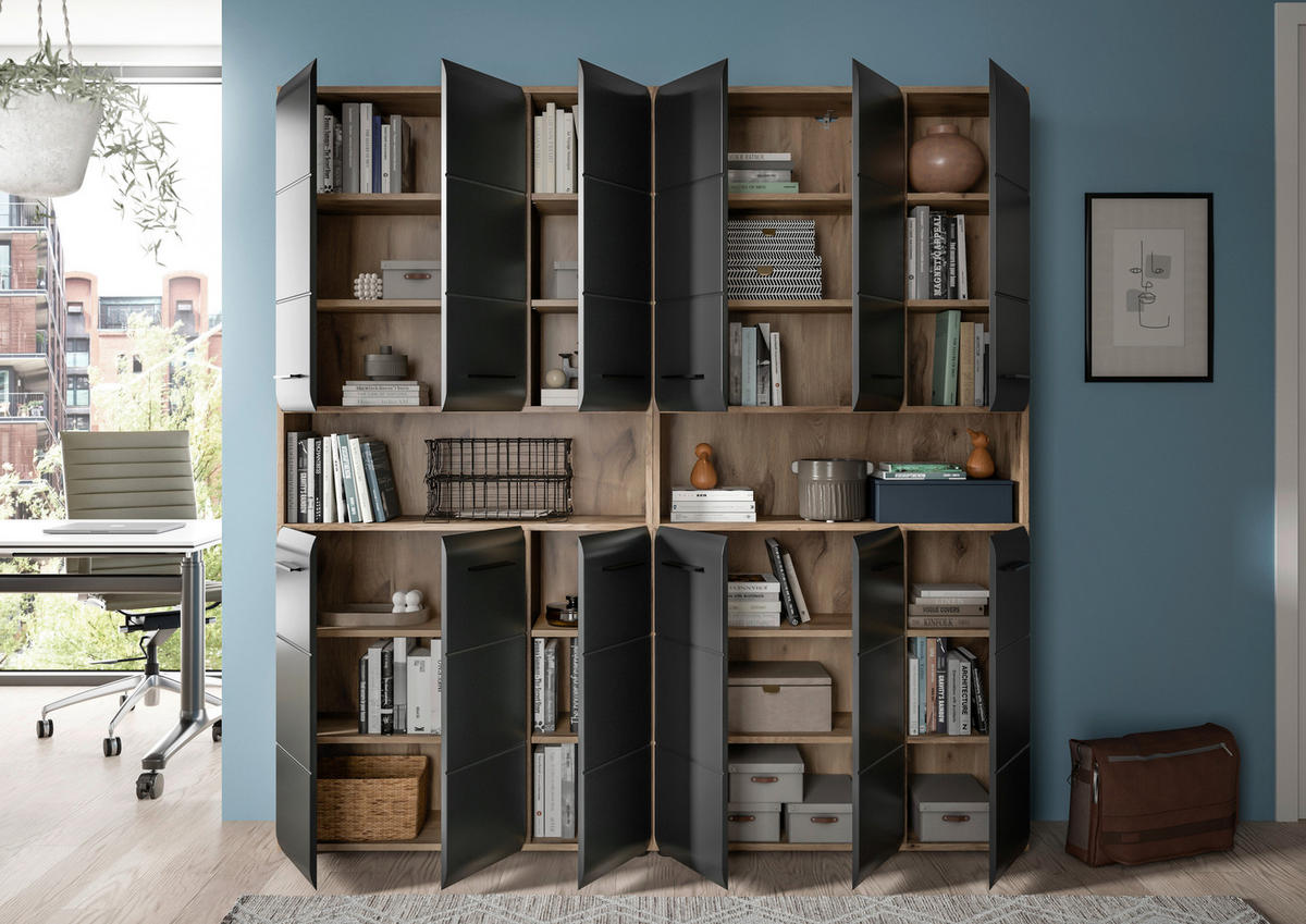 Badezimmer-Set Ice Nox Oak Nachbildung schwarz matt B/H/T: ca. 180x185x30 cm Ice - schwarz (180,00/185,00/30,00cm) - xonox.home