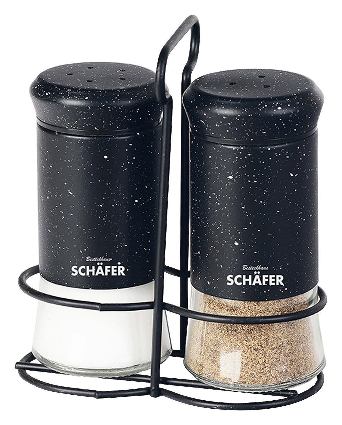 SCHÄFER Salz-/Pfeffer-Menage Marble Black schwarz Edelstahl Marble Black - klar/schwarz - SCHÄFER