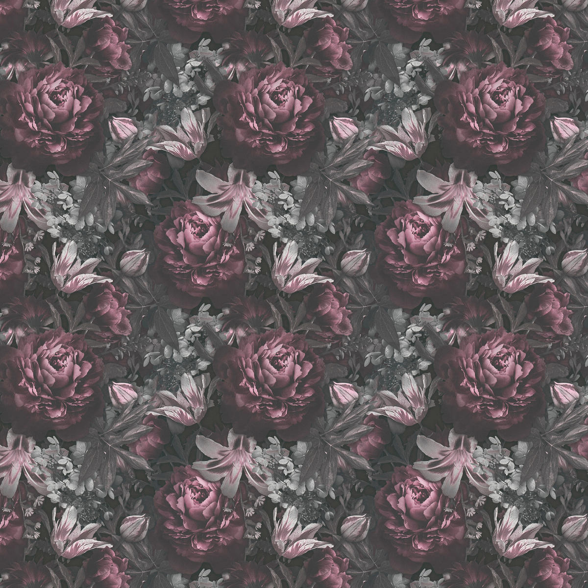 Vliestapete Rosen schwarz rosa grau B/L: ca. 53x1005 cm Vliestapete_38509-3 - schwarz/rosa (53,00/1005,00cm)