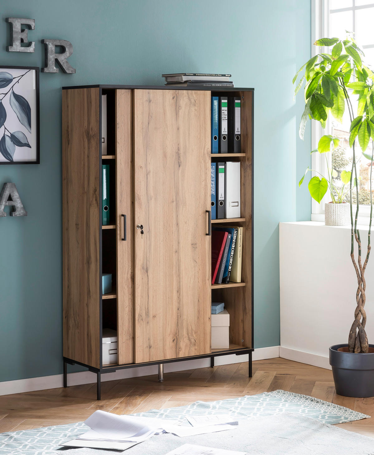 Hochschrank Serie 2000 Eiche Landhaus Nachbildung B/H/T: ca. 100,1x163,8x41 cm Serie 2000 - Eiche (100,10/163,80/41,00cm) - Möbelpartner