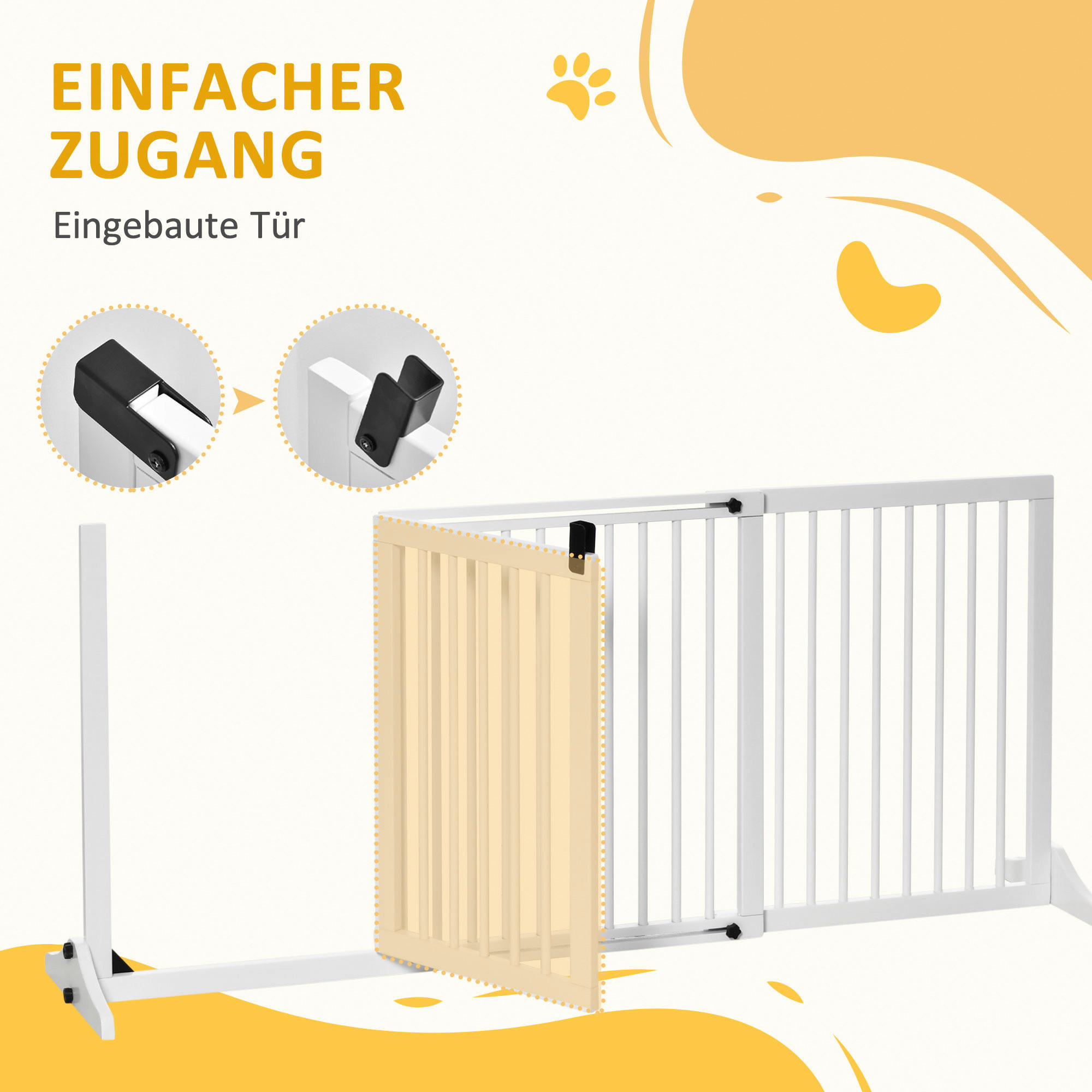PawHut Schutzgitter weiß Edelstahl B/H/L: ca. 36x166x71 cm Türschutzgitter - weiß (71,00/36,00/166,00cm) - PawHut