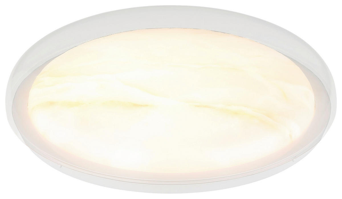 GLOBO LED-Deckenleuchte Marmoroptik weiß Metall Kunststoff H/D: ca. 8x38,5 cm 1 Brennstellen TYRONE - weiß/Marmoroptik (38,50/8,00cm) - GLOBO