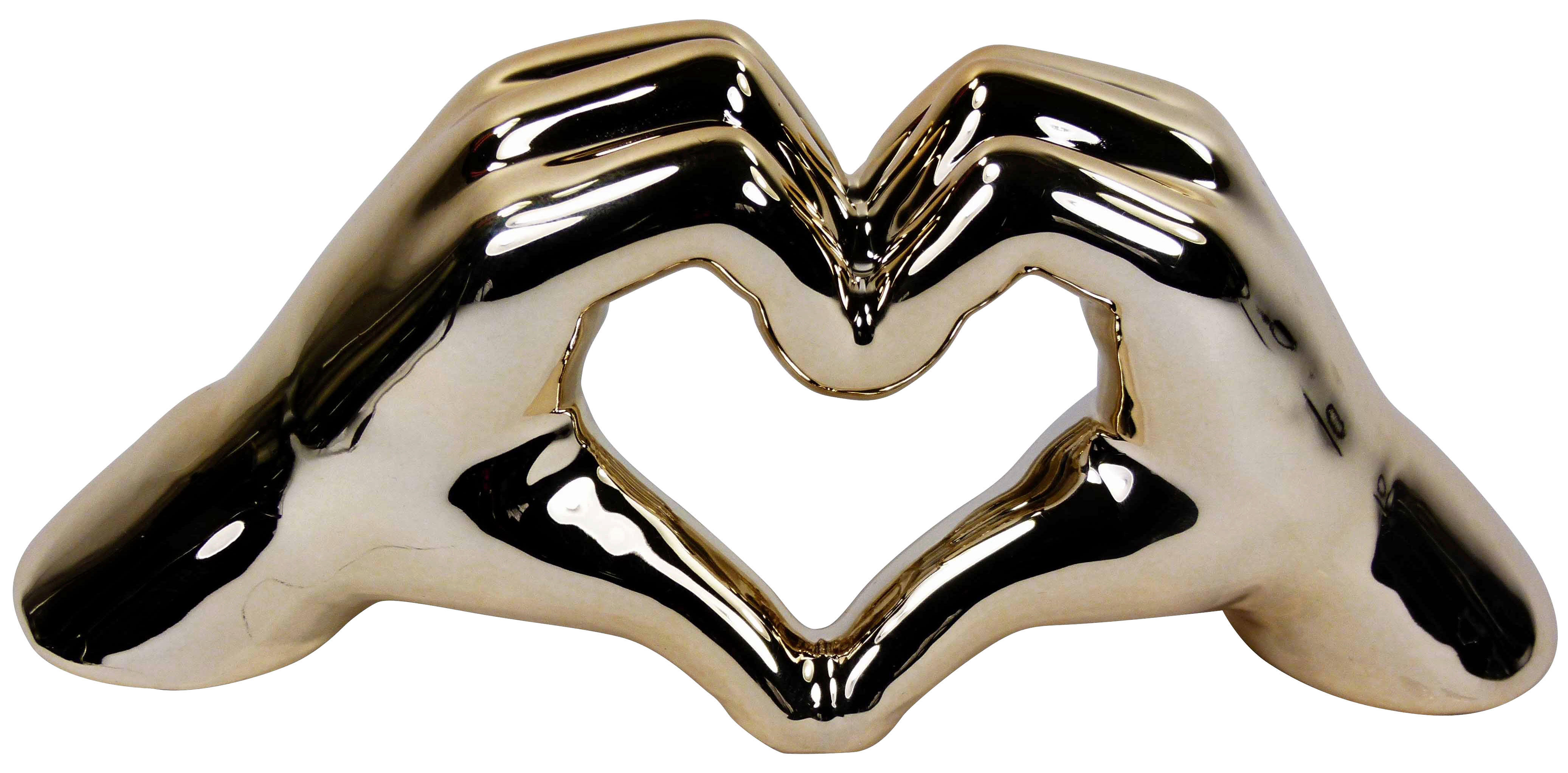 Glas-Art Deko-Figur gold Keramik B/H: ca. 25x10 cm Deko-Figur_Hand/Herz - gold (25,00/10,00cm) - Glas-Art
