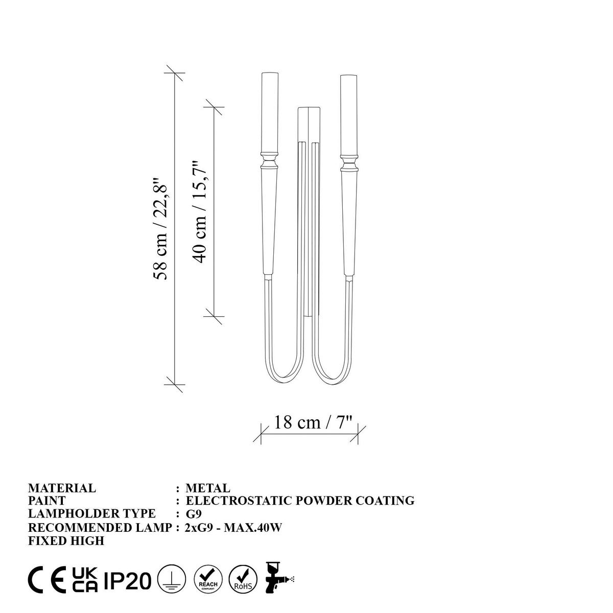 Opviq Wandleuchte schwarz Metall B/H/L: ca. 58x12x18 cm E14 1 Brennstellen Lum - schwarz (18,00/58,00/12,00cm) - Opviq