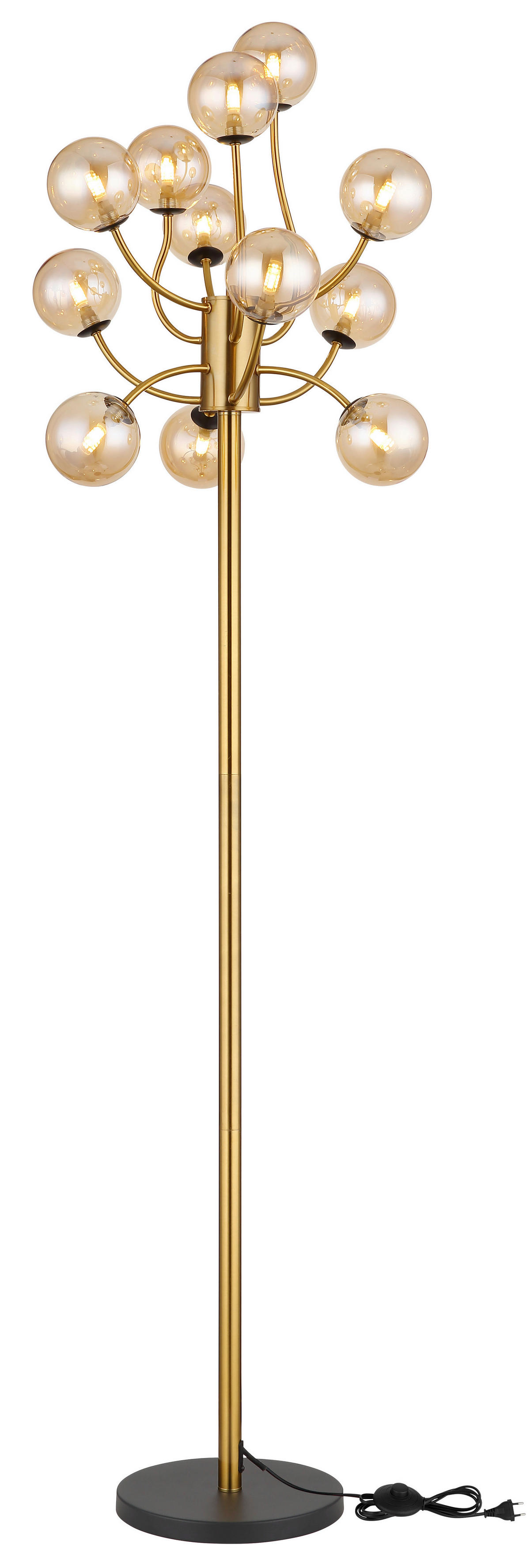 GLOBO Stehleuchte messing gold amber Kunststoff Metall Glas H/D: ca. 200x62 cm G9 12 Brennstellen RIHA - gold/messing (62,00/200,00cm) - GLOBO