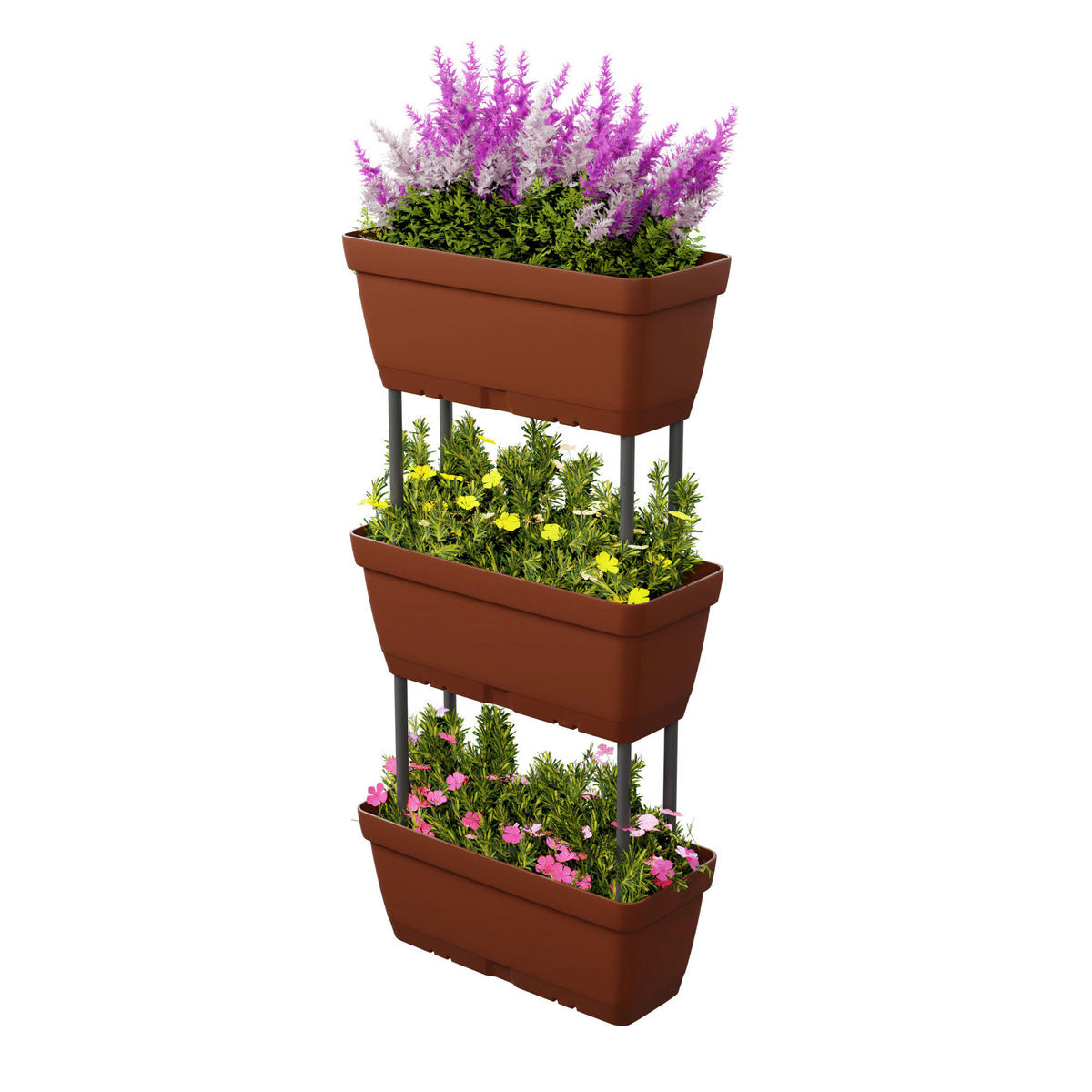 Lolego Veg Pflanzständer braun Polypropylen B/H/L: ca. 17x32x50 cm Pflanzständer_3-stufig vertikal - braun (50,00/17,00/32,00cm) - Lolego Veg