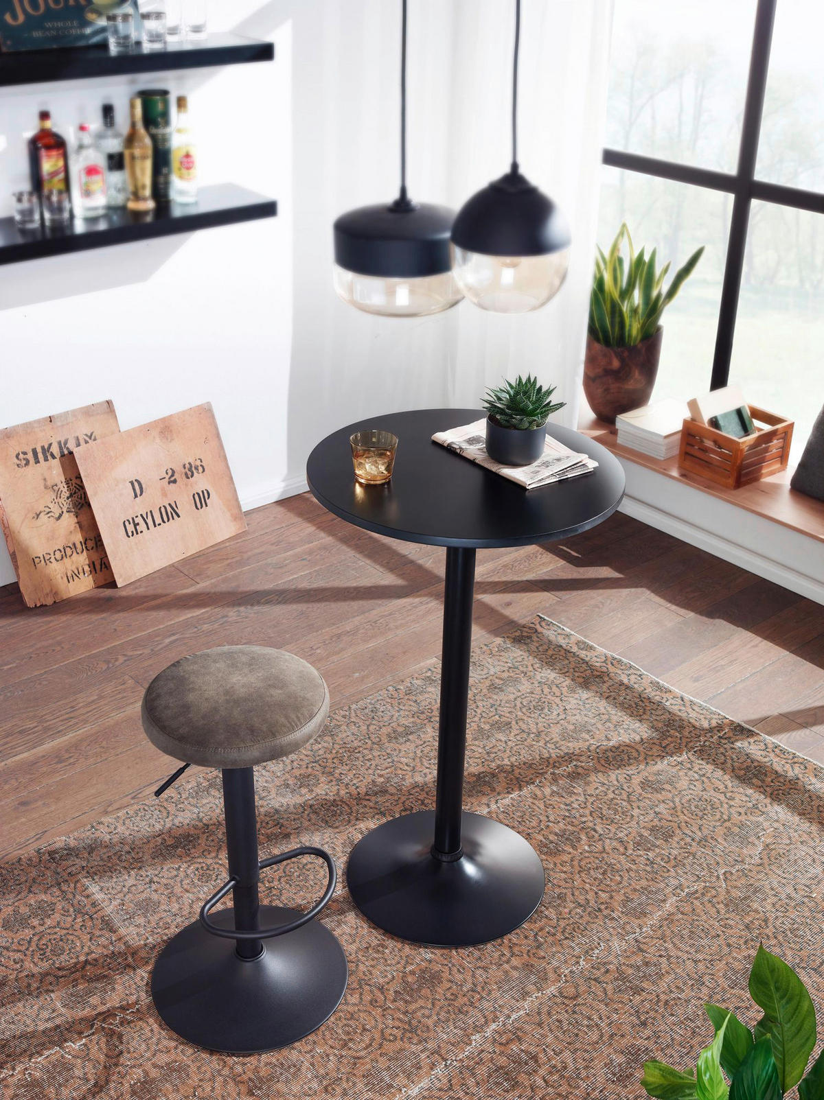 Tisch schwarz MDF Stehtisch - schwarz - Wohnling