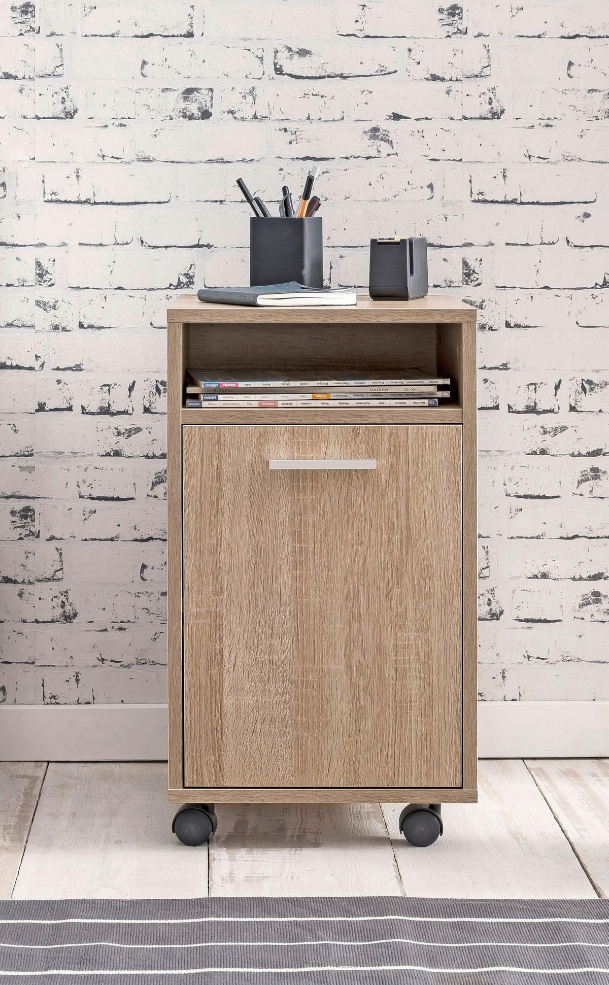 Rollcontainer braun Spanplatte B/H/T: ca. 33x60x38 cm Rollcontainer - braun (33,00/60,00/38,00cm) - Wohnling