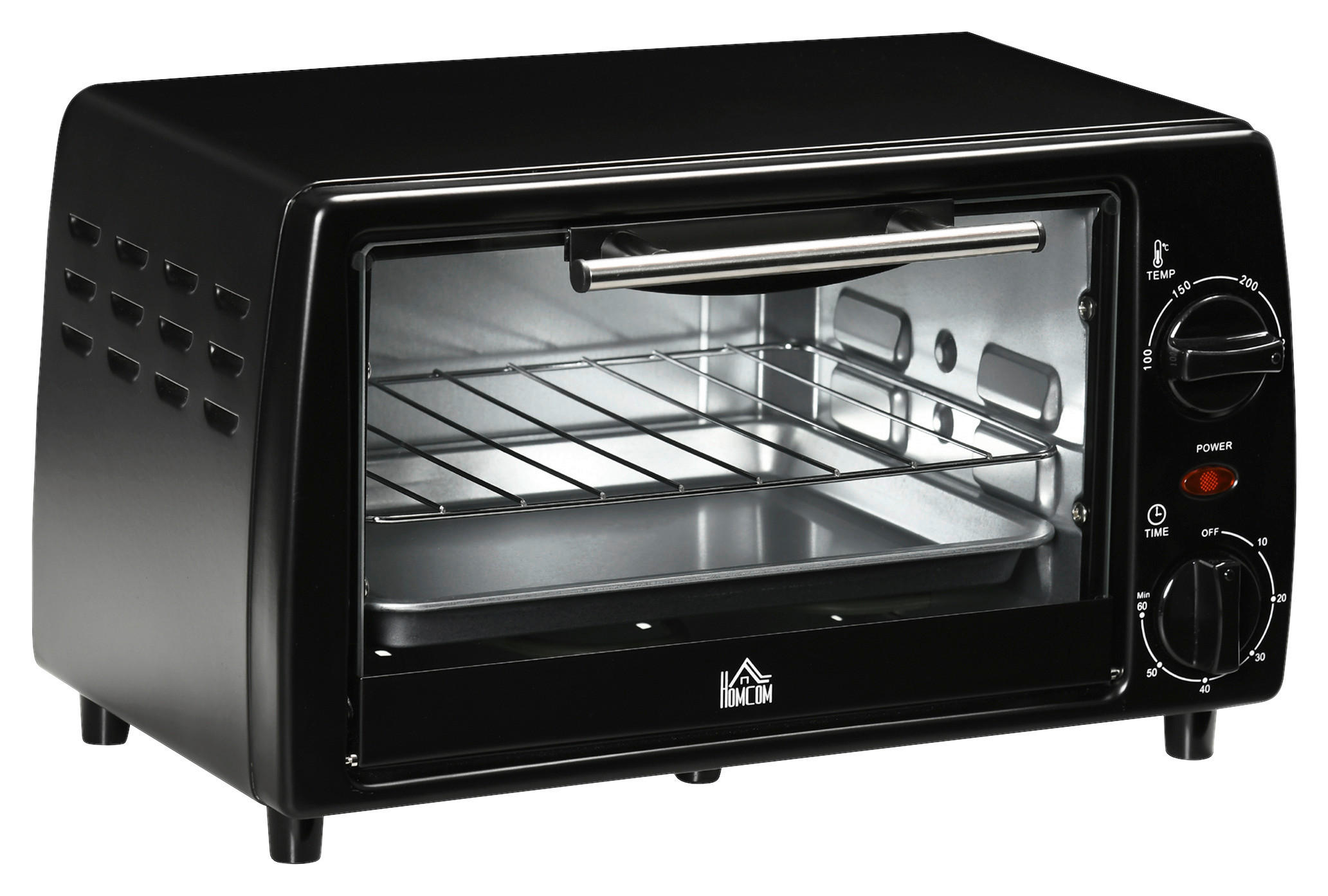HOMCOM Küchengerät schwarz Edelstahl B/H/L: ca. 26x36,5x22 cm Minibackofen - schwarz (22,00/26,00/36,50cm) - HOMCOM