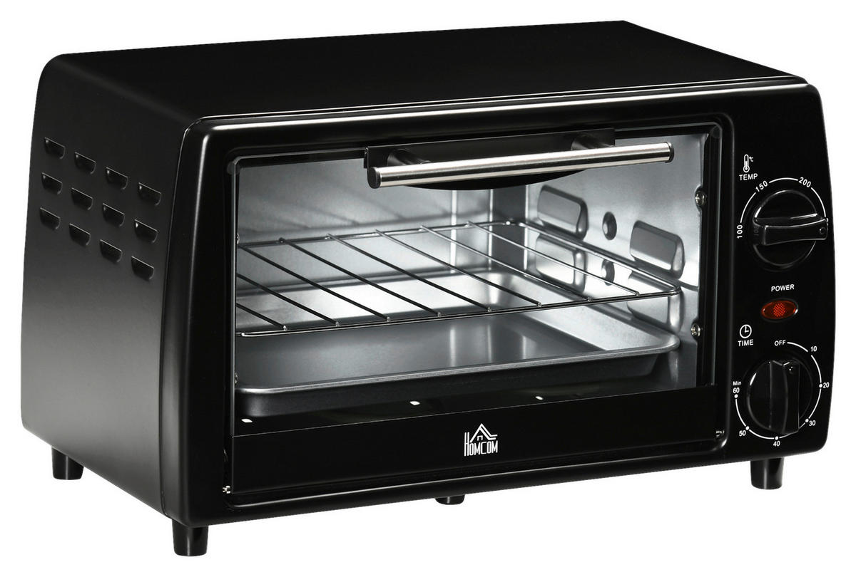 HOMCOM Küchengerät schwarz Edelstahl B/H/L: ca. 26x36,5x22 cm Minibackofen - schwarz (22,00/26,00/36,50cm) - HOMCOM