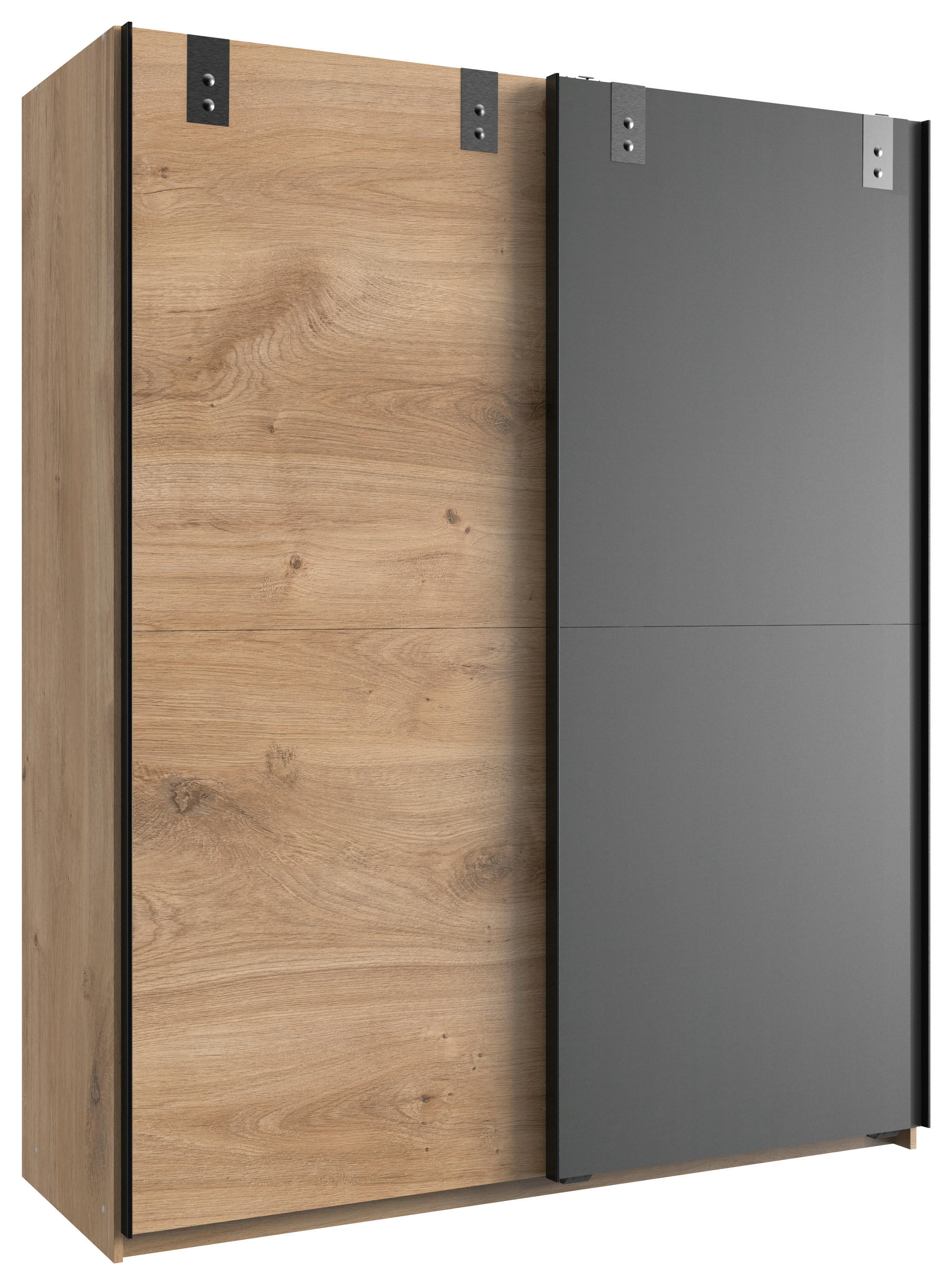 Schwebetürenschrank Liverpool Eiche Plankeneiche Nachbildung B/H/T: ca. 135x198x64 cm Liverpool - Eiche/Graphit (135,00/198,00/64,00cm)
