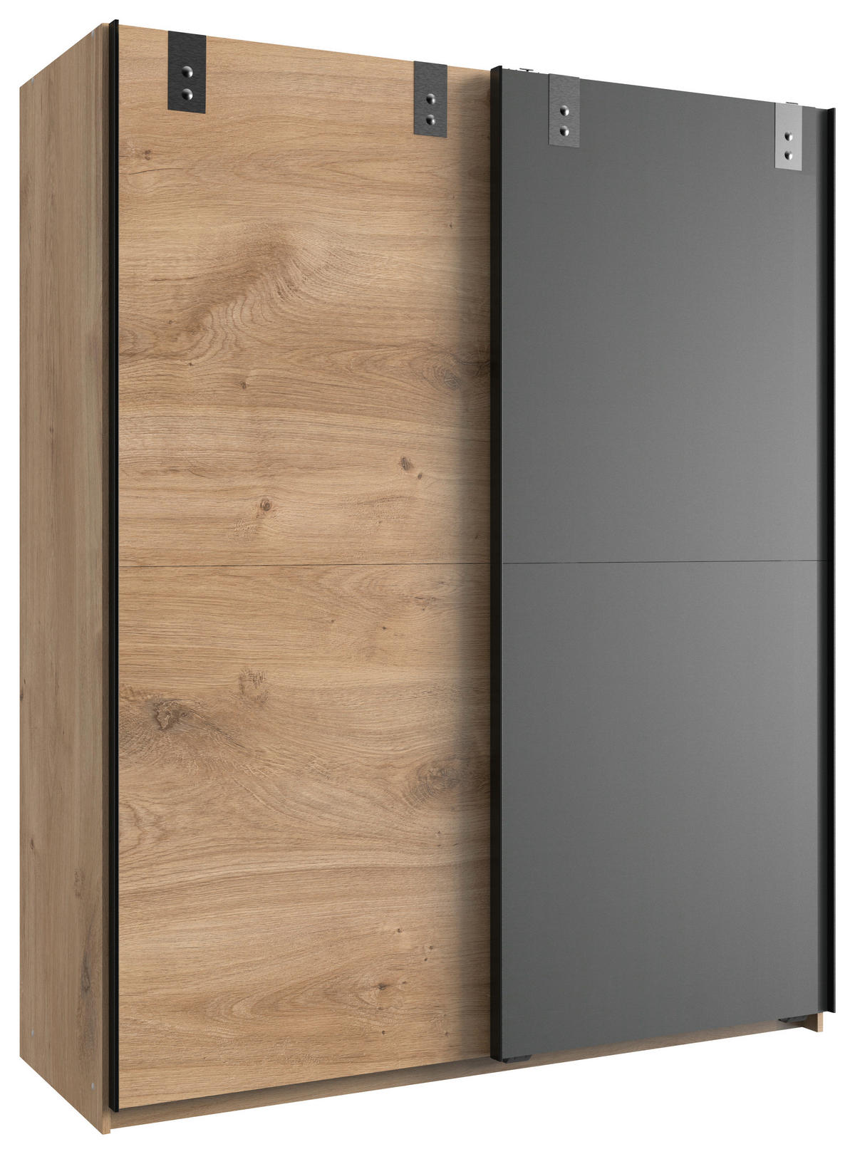 Schwebetürenschrank Liverpool Eiche Plankeneiche Nachbildung B/H/T: ca. 135x198x64 cm Liverpool - Eiche/Graphit (135,00/198,00/64,00cm)