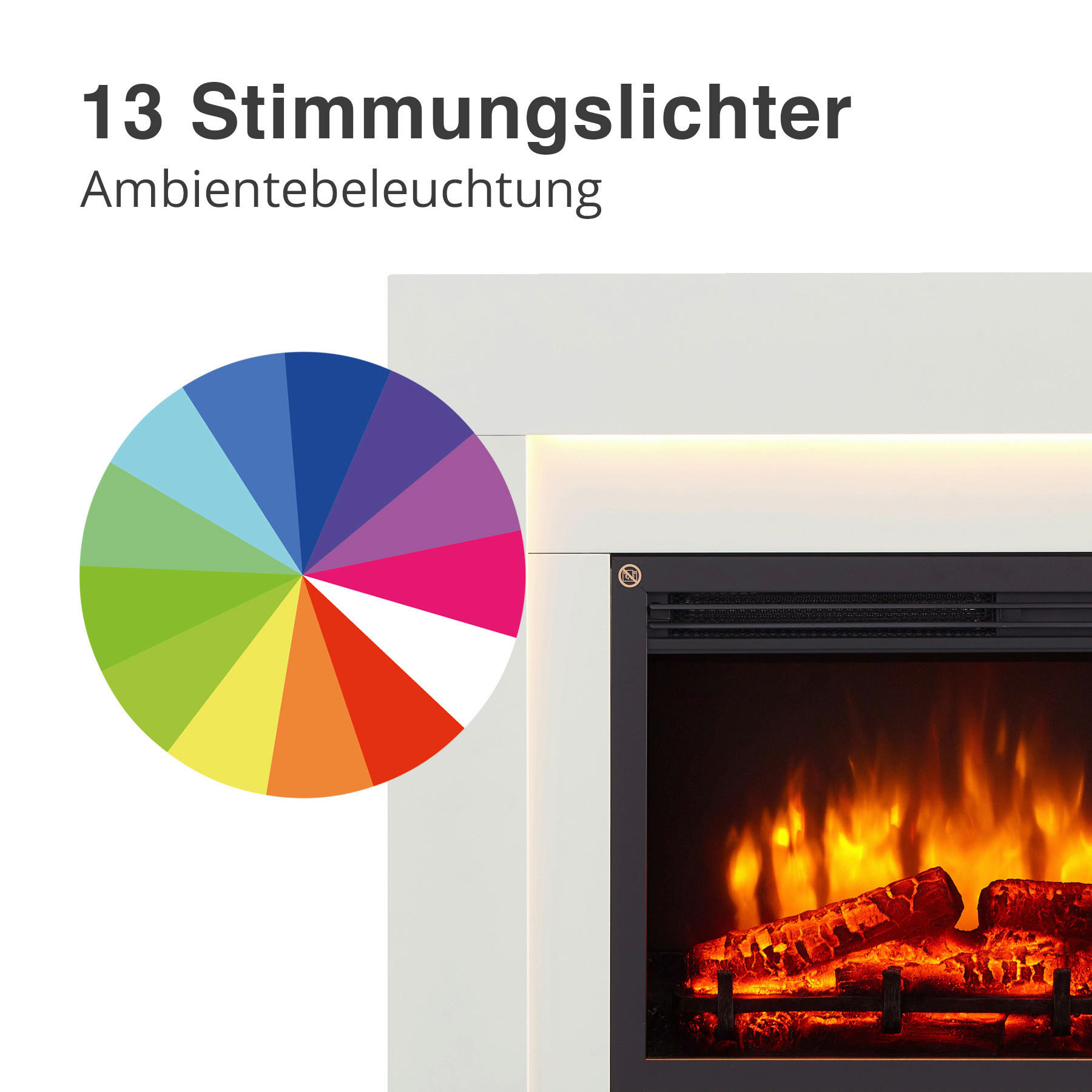 Balderia Elektrischer Kamin Elektra weiß MDF B/H/T: ca. 100x78,9x25,8 cm Elekt.-Kamin Elektra EF119B-MT119F - weiß (100,00/78,90/25,80cm) - Balderia