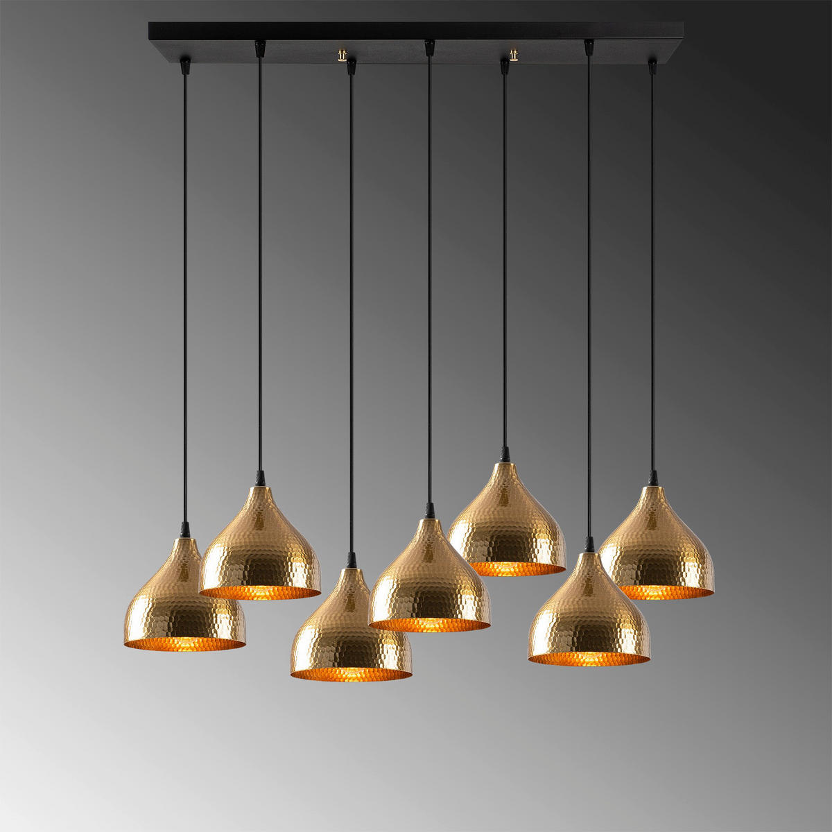 Opviq Pendelleuchte Metall B/H/T/L: ca. 88x114x40x88 cm E27 7 Brennstellen Tattoo - 6222 - (88,00/88,00/114,00cm) - Opviq