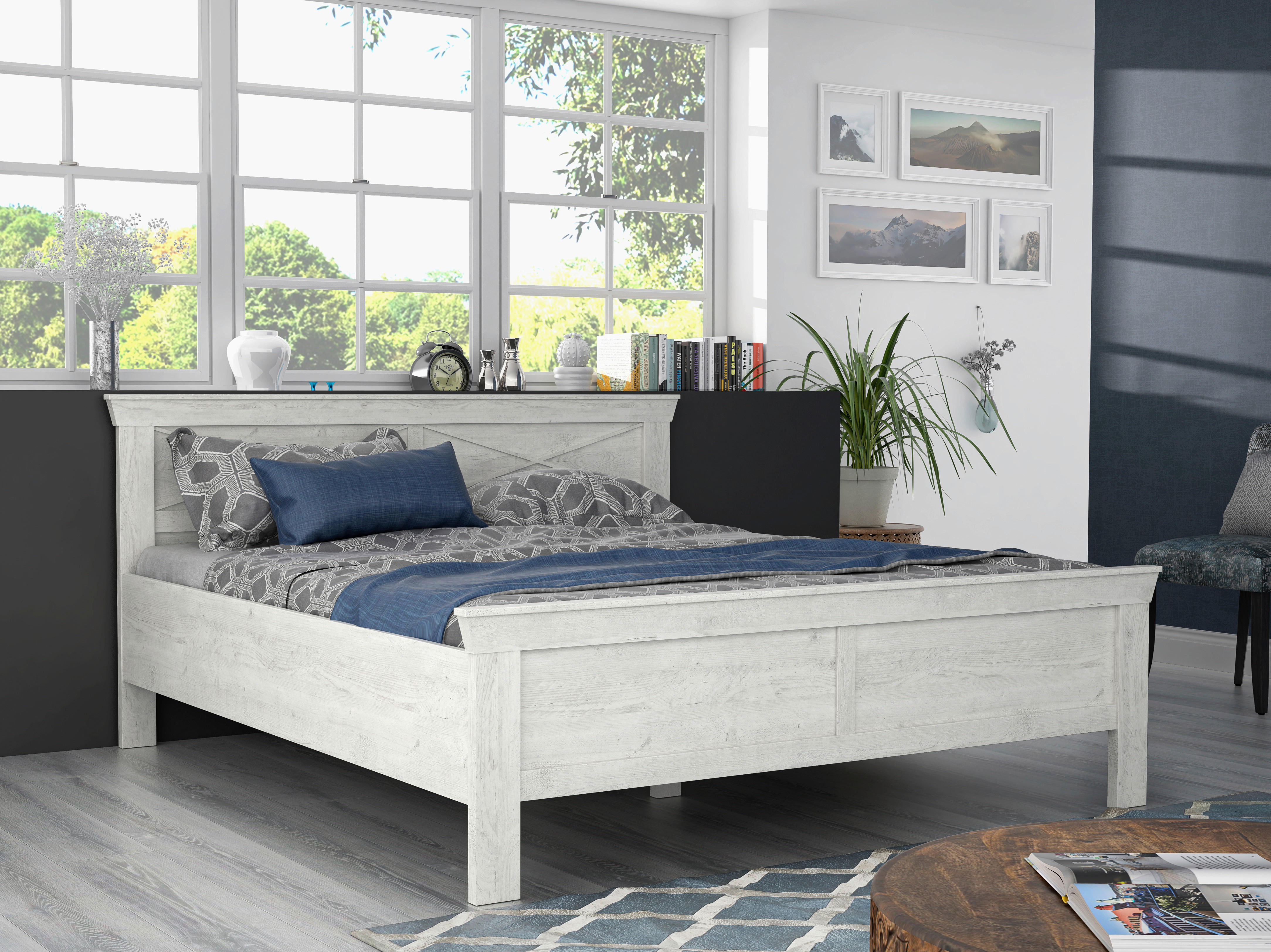 Bett  weiß Pinie Nachbildung Liegefläche B/L: ca. 180x200 cm Kashmir_Bett KSML181-D43 - weiß (180,00/200,00cm)