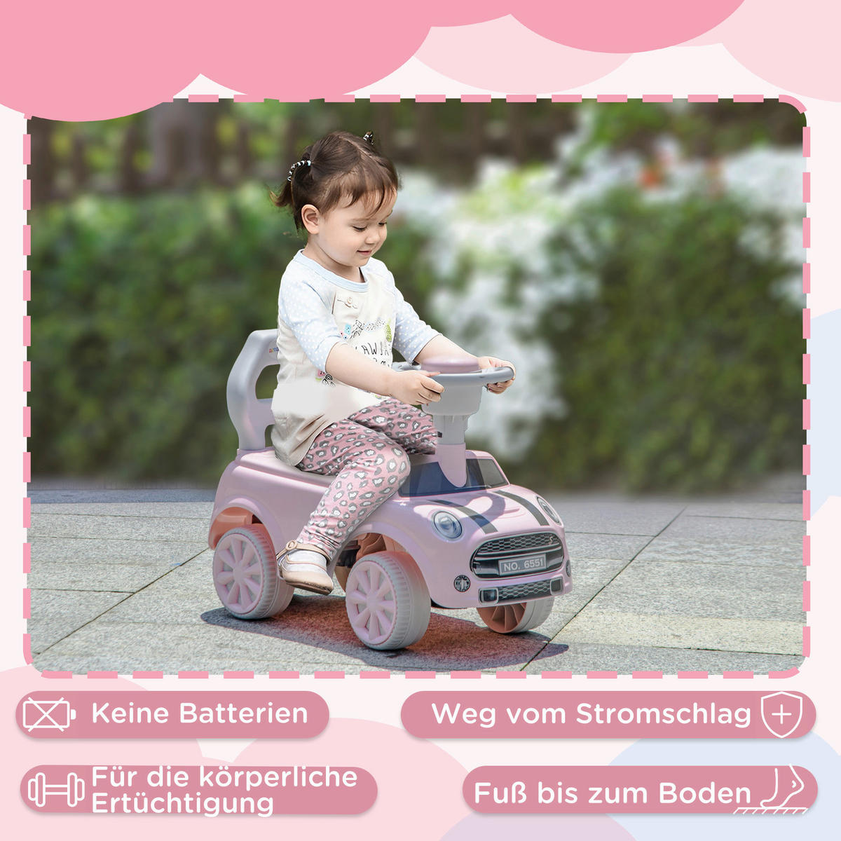 AIYAPLAY Rutschauto rosa B/H/L: ca. 25x35x53 cm Rutschauto - rosa (53,00/25,00/35,00cm) - AIYAPLAY