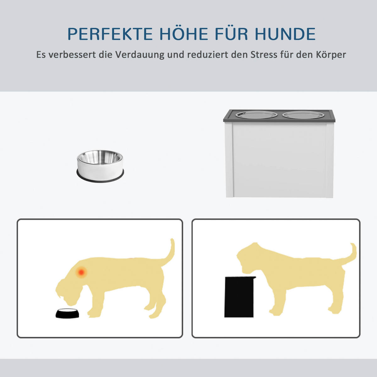 PawHut Futterstation weiß MDF B/H/L: ca. 30x42x60 cm Futterstation - weiß (60,00/30,00/42,00cm) - PawHut