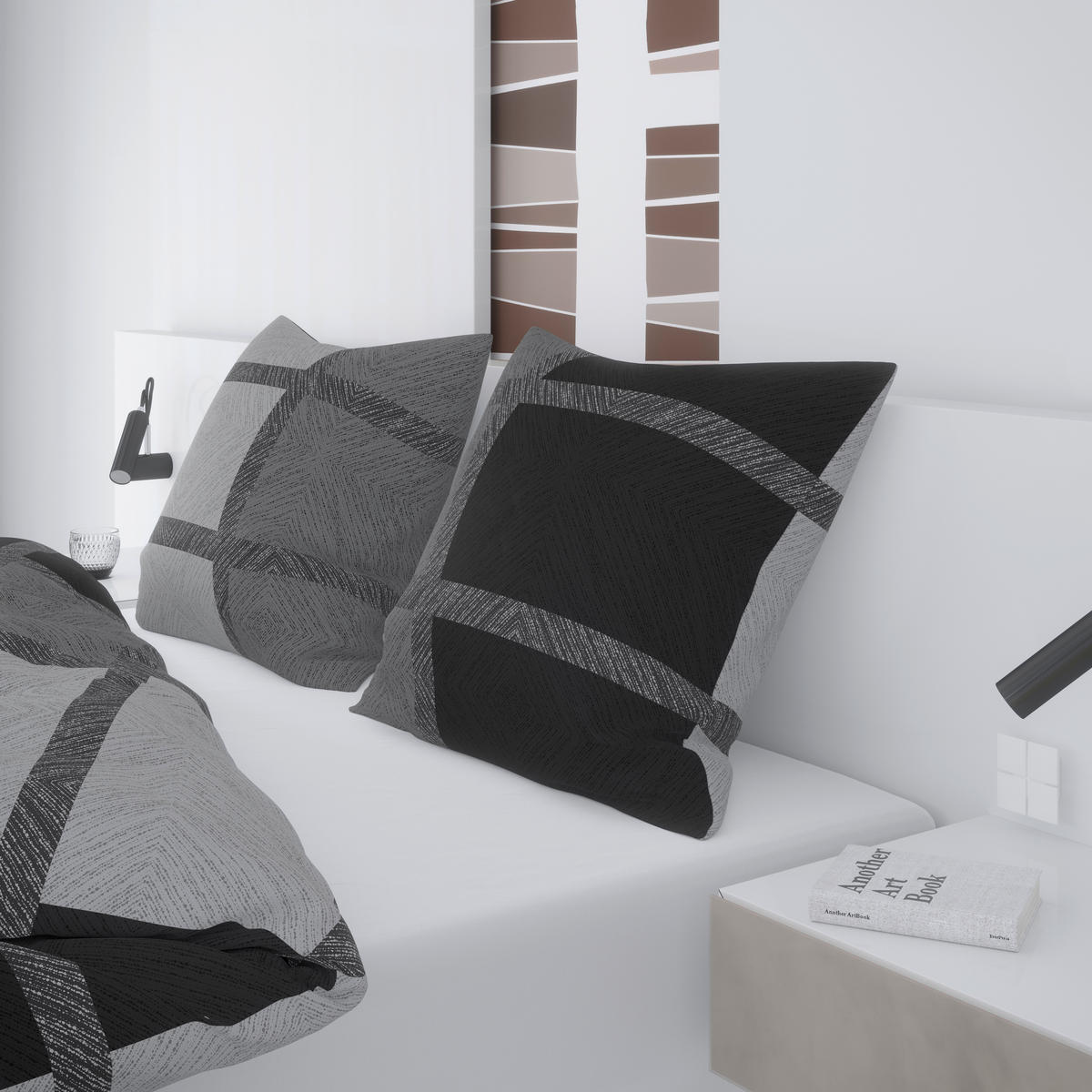 Baumwoll Bettwäsche Renforce Bettwäsche_Renforce_Benno 200x200 - schwarz/grau (200,00/200,00cm) - beau rêve