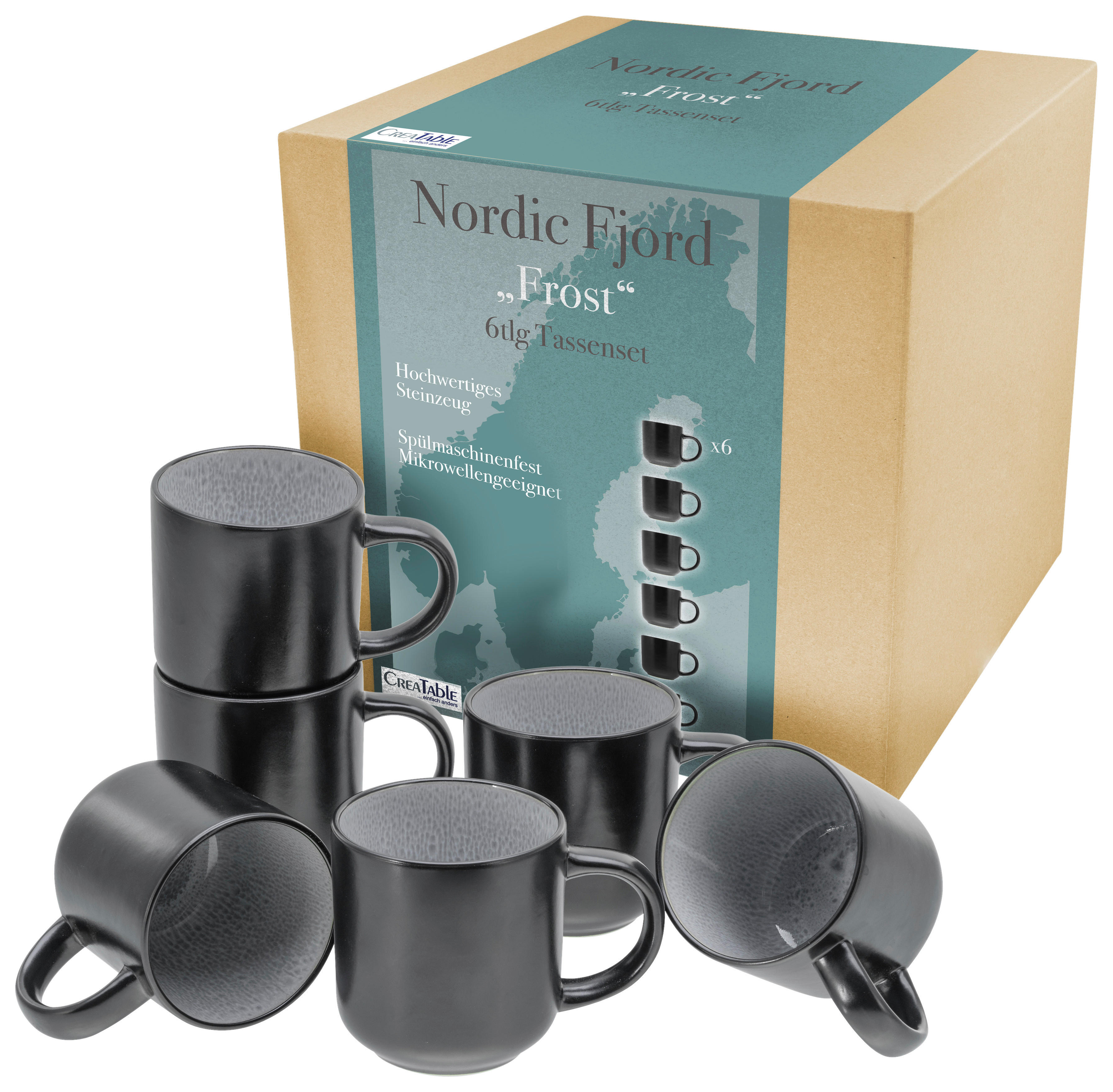 CreaTable Kaffeebecher Nordic Fjord Frost grau Steinzeug Nordic Fjord Frost - grau - CreaTable