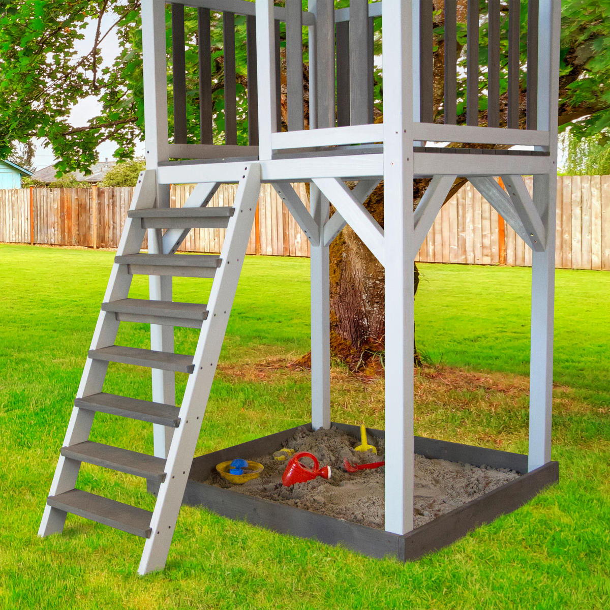 AXI Spielturm Beach Tower weiß B/H/T: ca. 111,2x241,9x349 cm Beach Tower - blau/weiß (111,20/241,90/349,00cm) - AXI