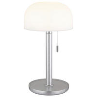 GLOBO LED-Tischleuchte NORMAN 21016N weiß Opal silber Bambus Kunststoff H/D: ca. 28x15 cm 1 Brennstellen NORMAN - weiß/Opal (15,00/28,00cm) - GLOBO