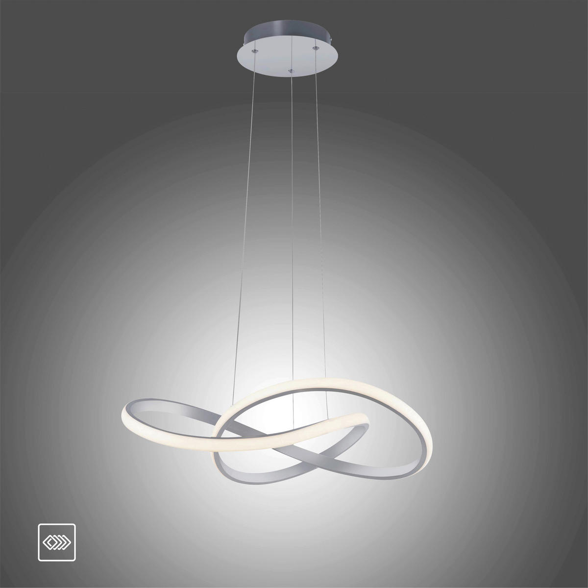 Just Light LED-Pendelleuchte MARIA 15402-95 Alu Aluminium Gummi H/D: ca. 120x57 cm 1.0 Brennstellen MARIA - Alu (57,00/120,00cm) - Just Light