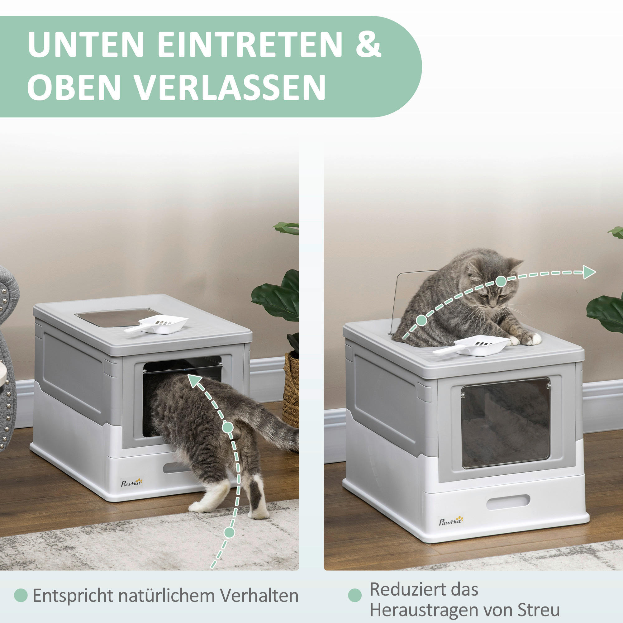PawHut Katzen-Zubehör grau Edelstahl B/H/L: ca. 35,5x47,5x36,7 cm Katzentoilett - weiß/grau (36,70/35,50/47,50cm) - PawHut