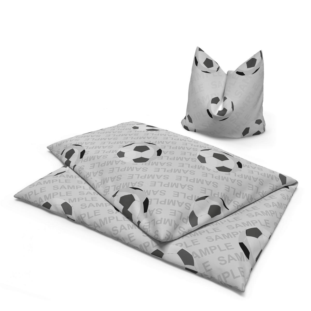 Microfaser Bettwäsche Jugendbettwäsche Fußball - weiß/schwarz (135,00/200,00cm)