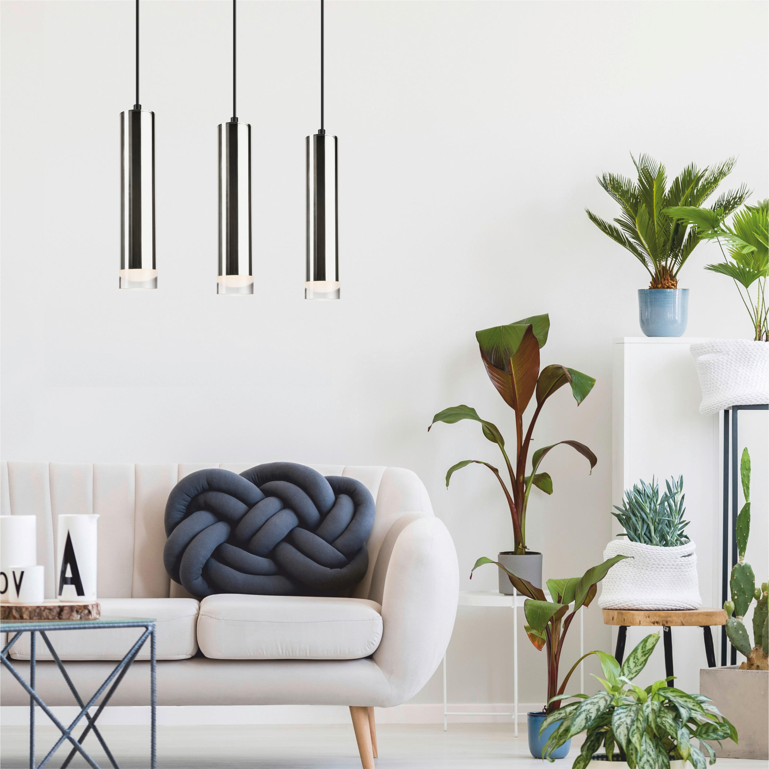 Lamkur Pendelleuchte schwarz Stahl B/H/L: ca. 8x90x50 cm E27 3 Brennstellen DIEGO - schwarz (50,00/8,00/90,00cm) - Lamkur