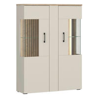 Highboardvitrine Cashmere Eiche Nachbildung Spanplatte B/H/T: ca. 99x138x35 cm Amare_Highboard-Vitrine_AMRV02 - Cashmere (99,00/138,00/35,00cm)