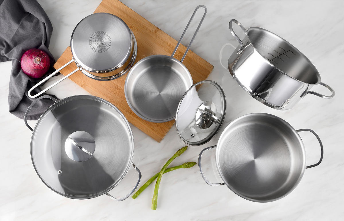 BERGNER Topfset Classic silber Edelstahl 6 tlg. Classic - silber - BERGNER