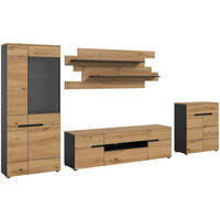 Wohnwand Canu basaltgrau Nachbildung Artisan Oak Nachbildung B/H/T: ca. 375x190x44 cm Canu - basaltgrau (375,00/190,00/44,00cm) - xonox.home