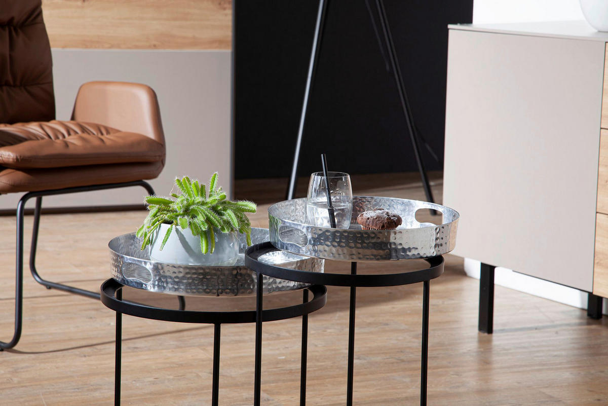 Beistelltisch 2er-Set. silber Metall B/H/T: ca. 38x45x38 cm 2er-Set. - silber (38,00/45,00/38,00cm) - Wohnling