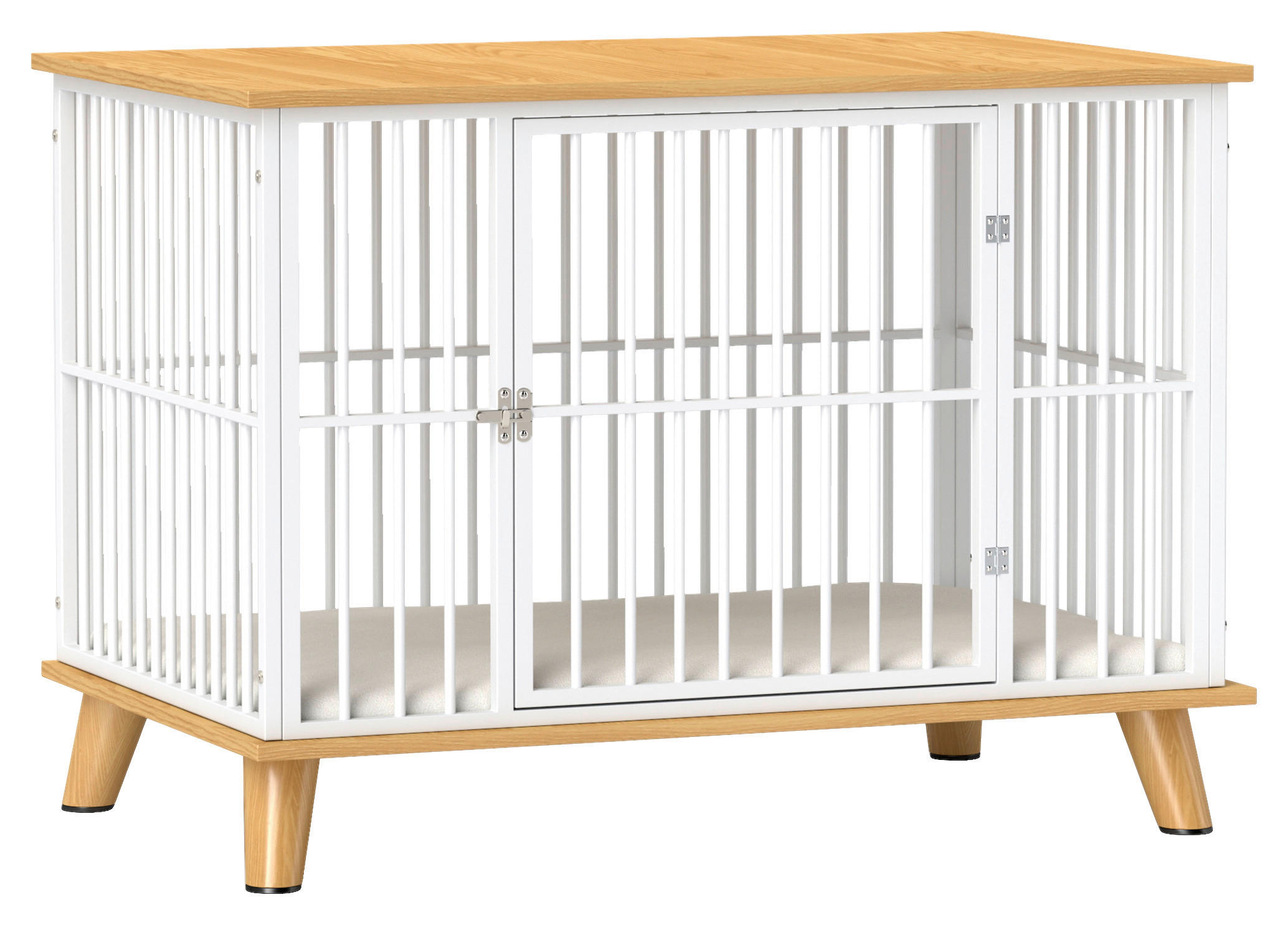 PawHut Hundekäfig Eiche Stahl B/H/L: ca. 60x70x86 cm Hundekäfig - Eiche/weiß (86,00/60,00/70,00cm) - PawHut