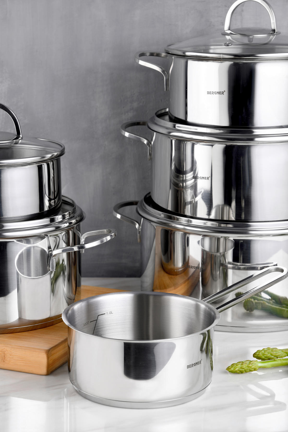BERGNER Topfset Classic silber Edelstahl 6 tlg. Classic - silber - BERGNER