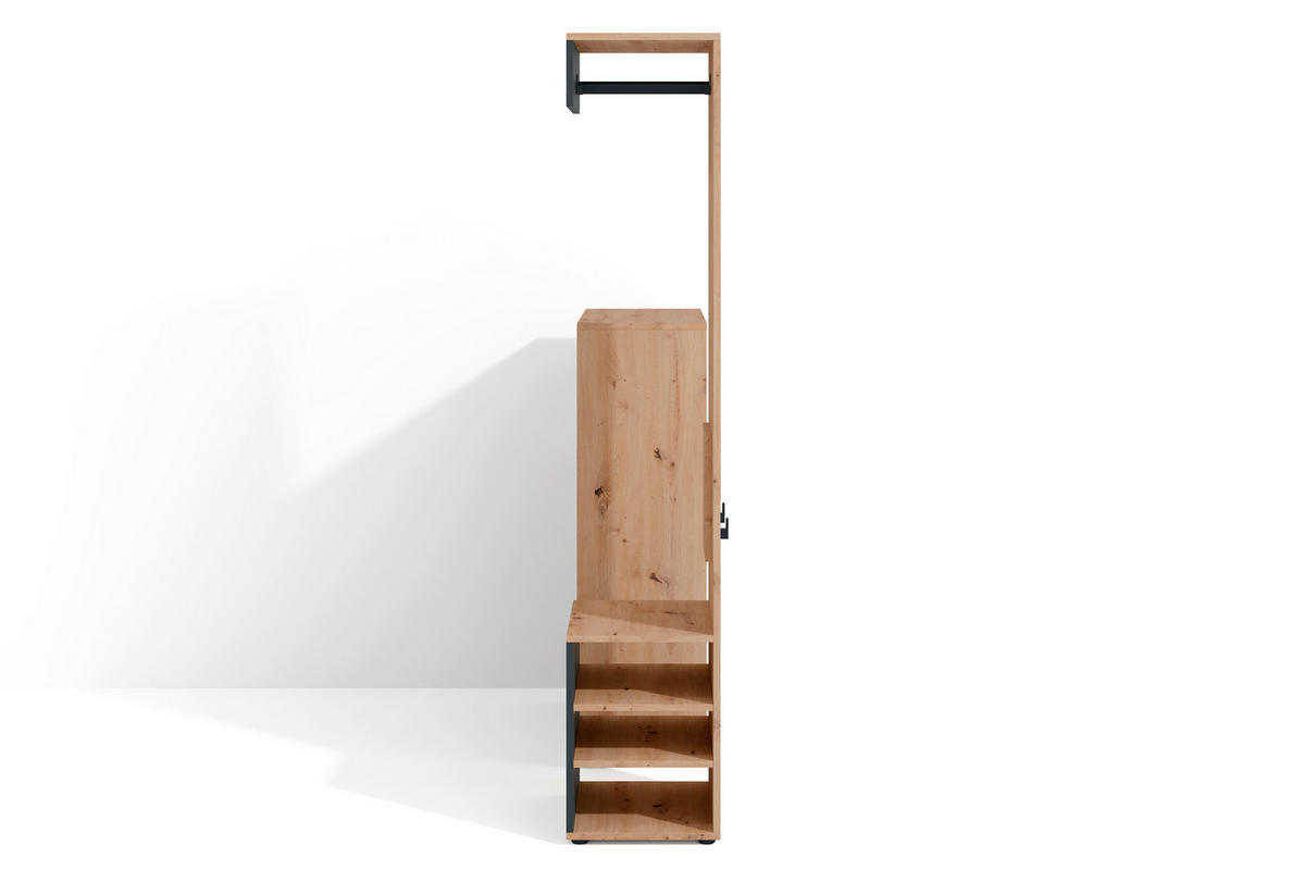 Garderobe Lyon Eiche Artisan Nachbildung schwarz B/H/T: ca. 70x115x33,5 cm Lyon - Eiche/schwarz (70,00/115,00/33,50cm) - byLIVING