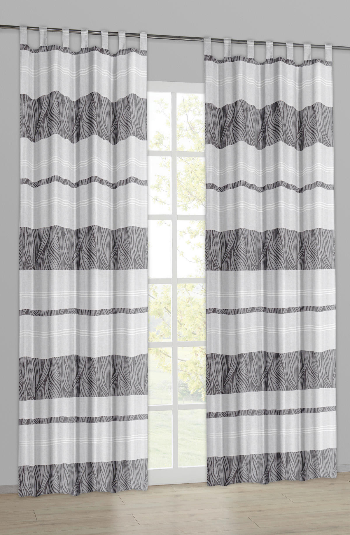 Kombivorhang Capri weiß B/L: ca. 135x245 cm Capri - weiß/anthrazit (135,00/245,00cm)