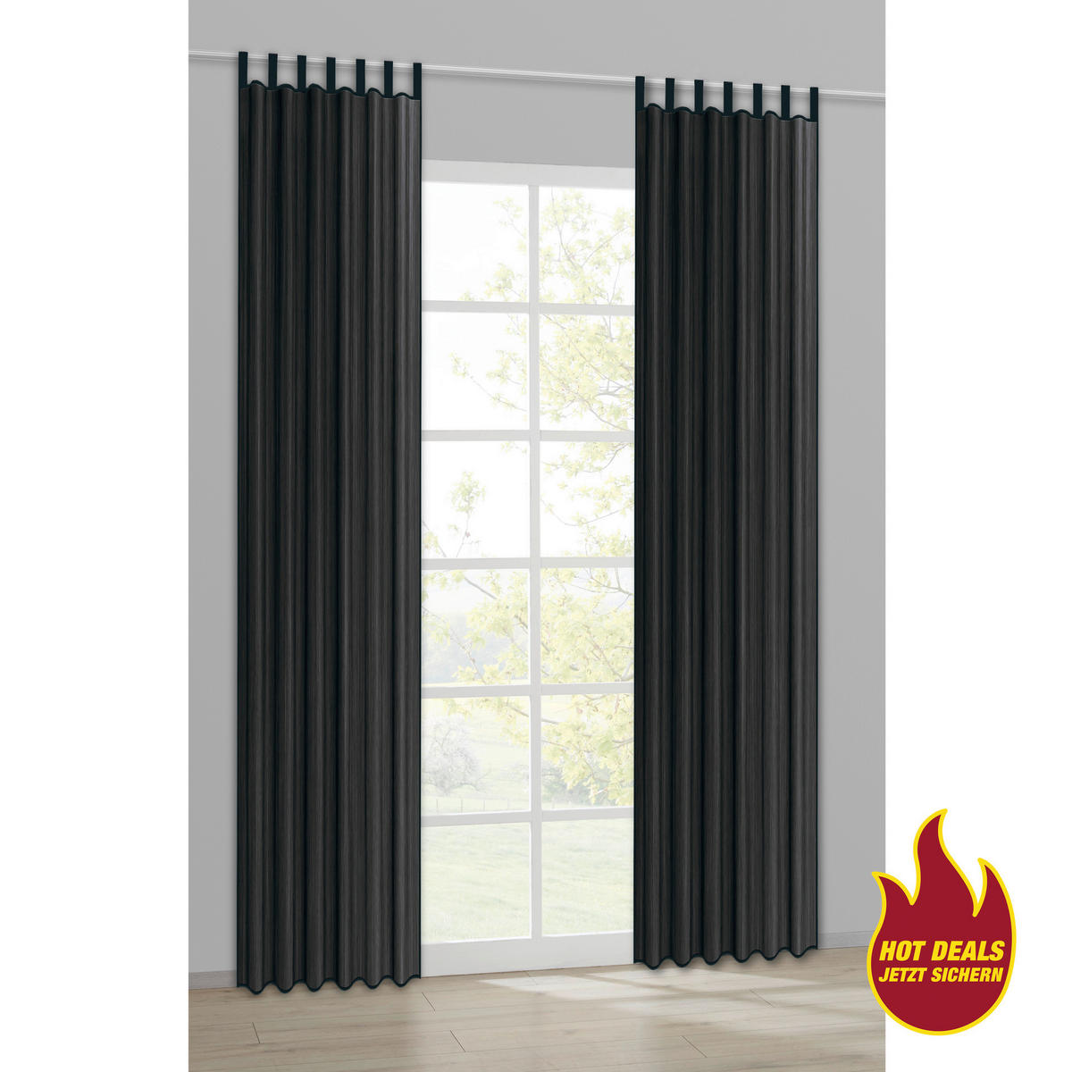 Sensation Schlaufenvorhang Look schwarz B/L: ca. 140x235 cm Look - schwarz (140,00/235,00cm) - Sensation