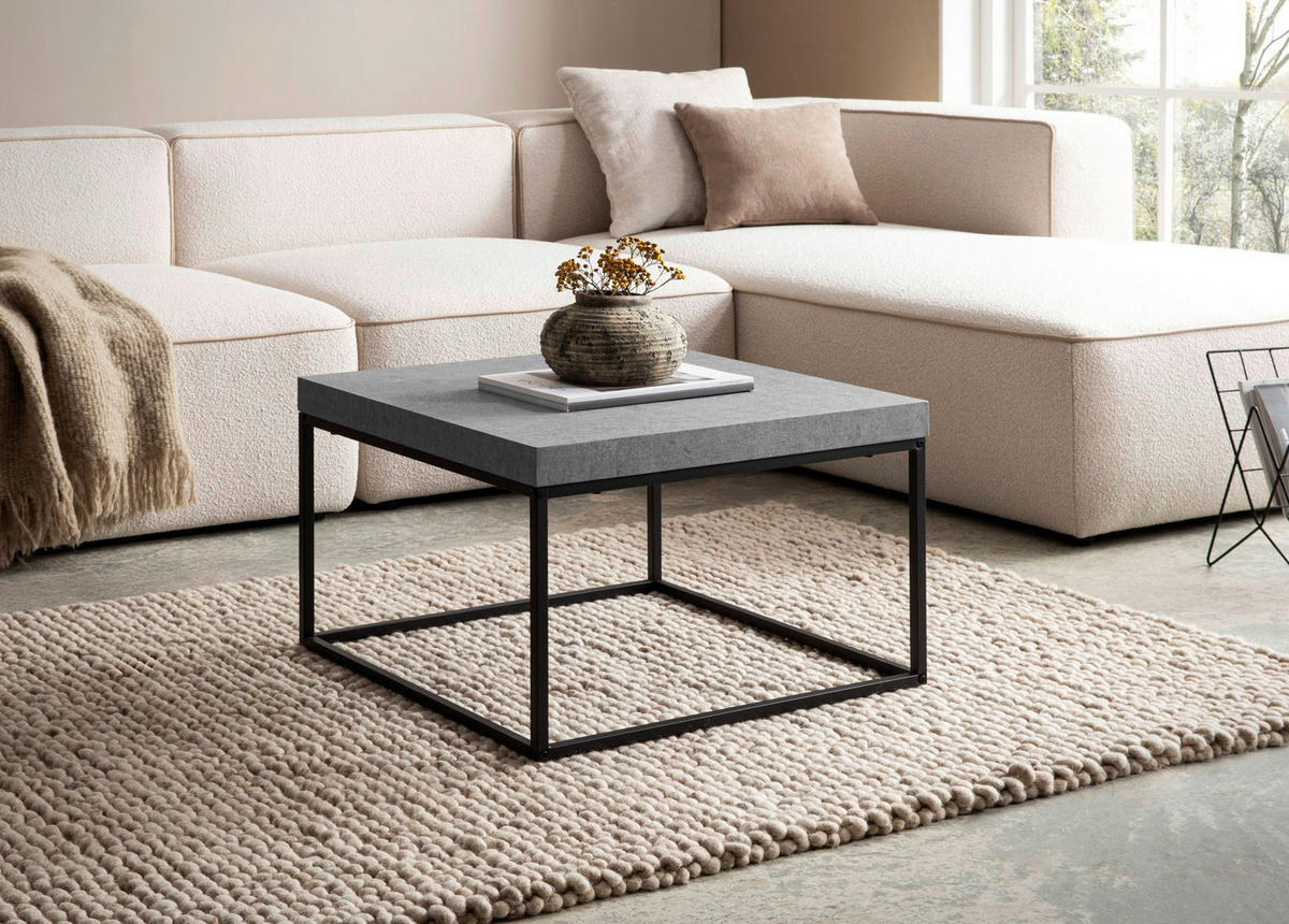 Couchtisch Beton Optik B/H/T: ca. 60x38x60 cm Couchtisch - Beton (60,00/38,00/60,00cm) - Wohnling