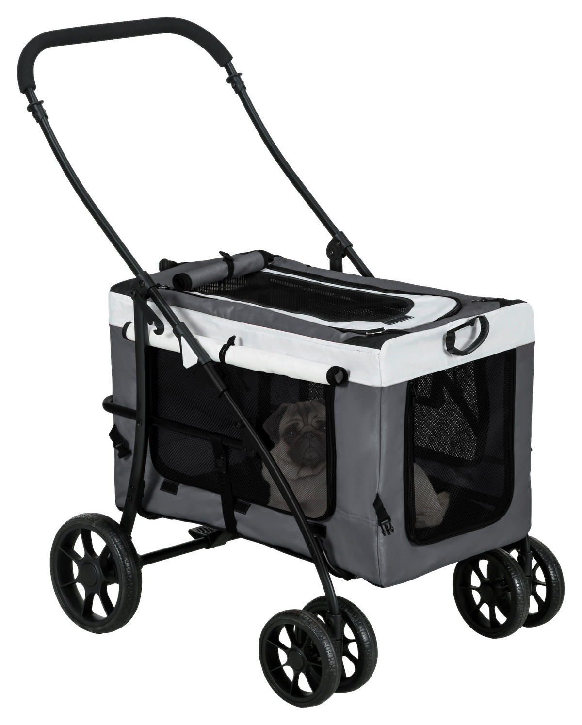 PawHut Hunde-Zubehör grau Edelstahl B/H/L: ca. 58x81x97,5 cm Hundebuggy - grau (97,50/58,00/81,00cm) - PawHut