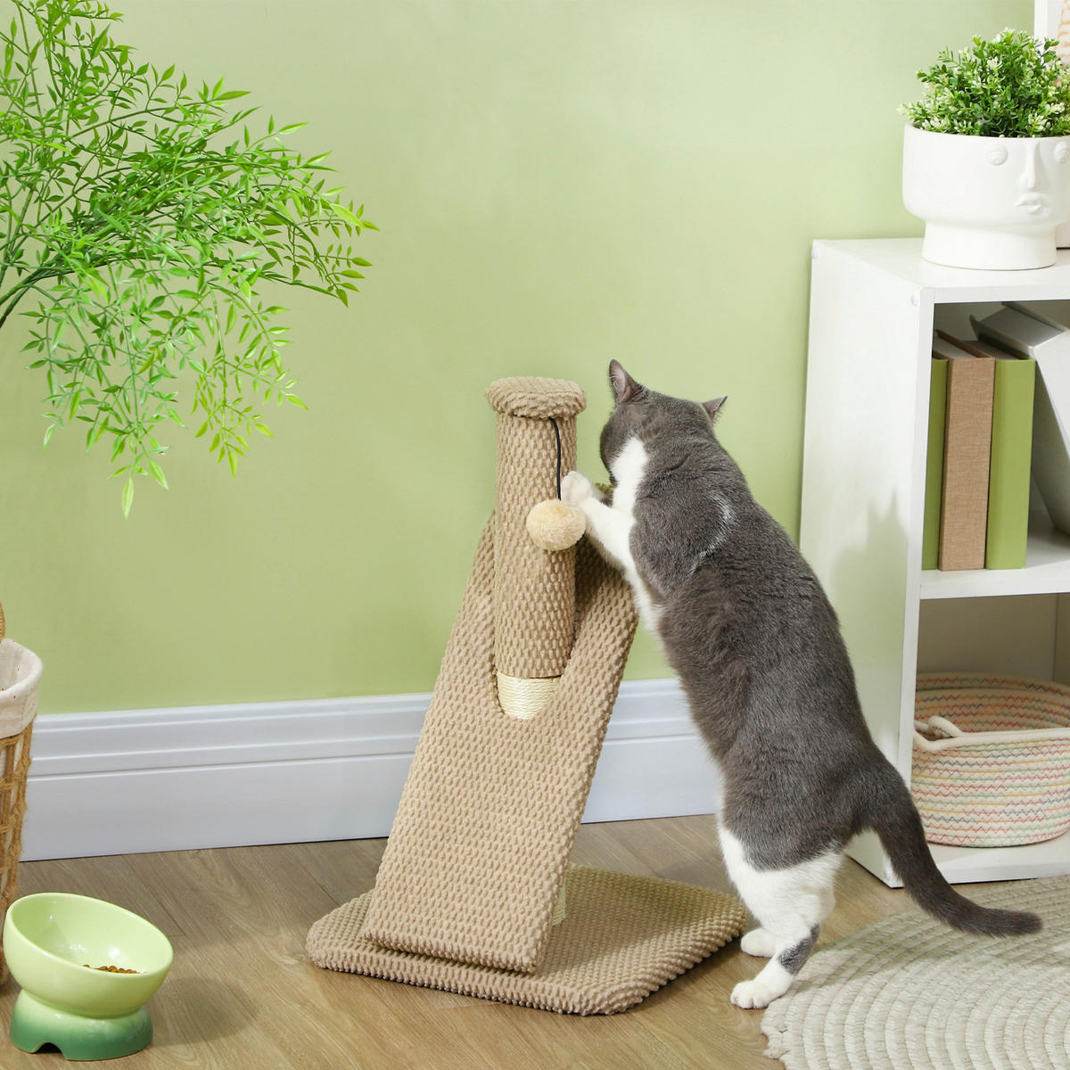 PawHut Kratzstamm braun Polyester B/H/L: ca. 33x54x33 cm Kratzstamm - braun (33,00/33,00/54,00cm) - PawHut