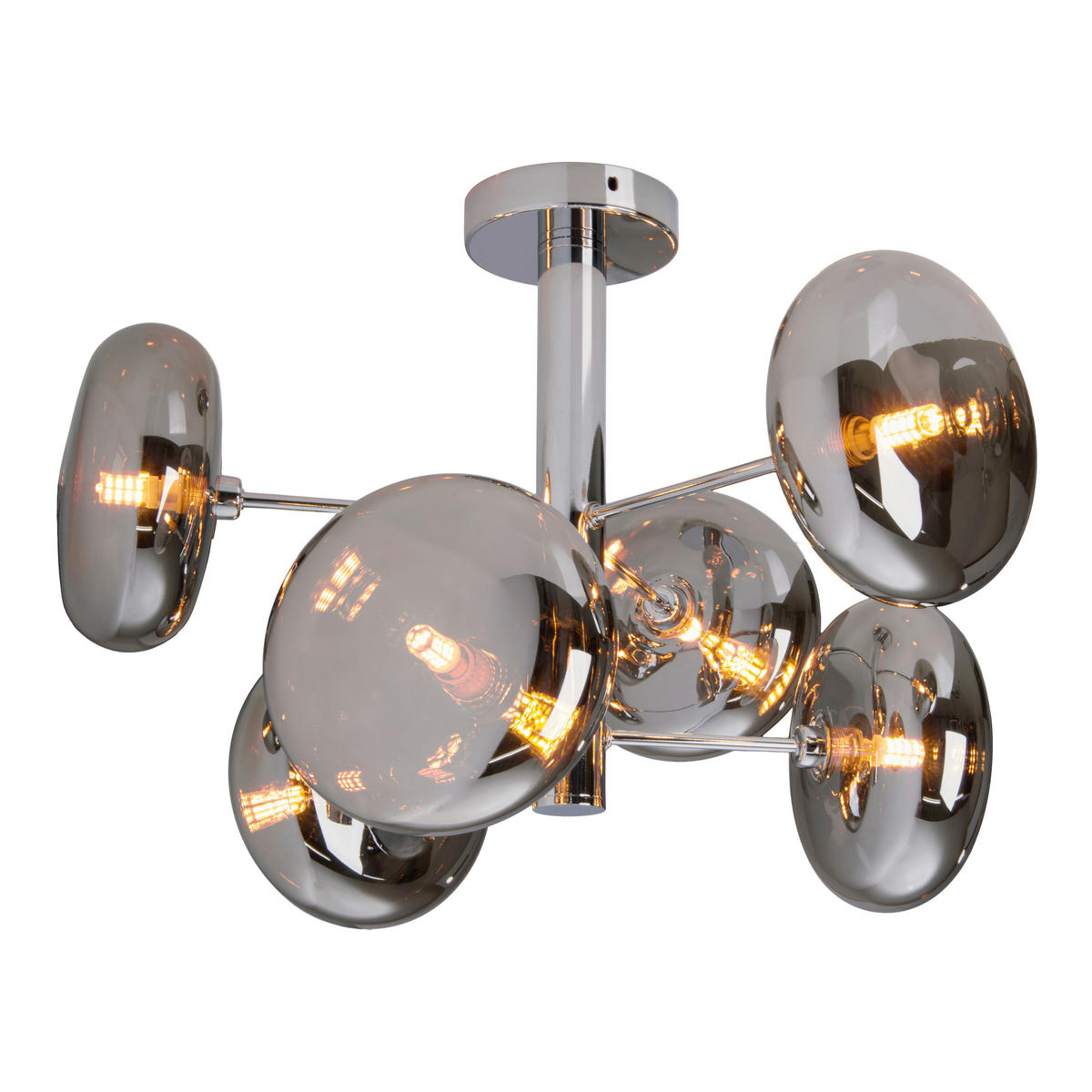 Näve Leuchten Deckenleuchte 1388397 Chrom Glas Metall B/H/T: ca. 53x38x53 cm G9 6 Brennstellen Orion - Chrom (53,00/38,00/53,00cm) - Näve Leuchten