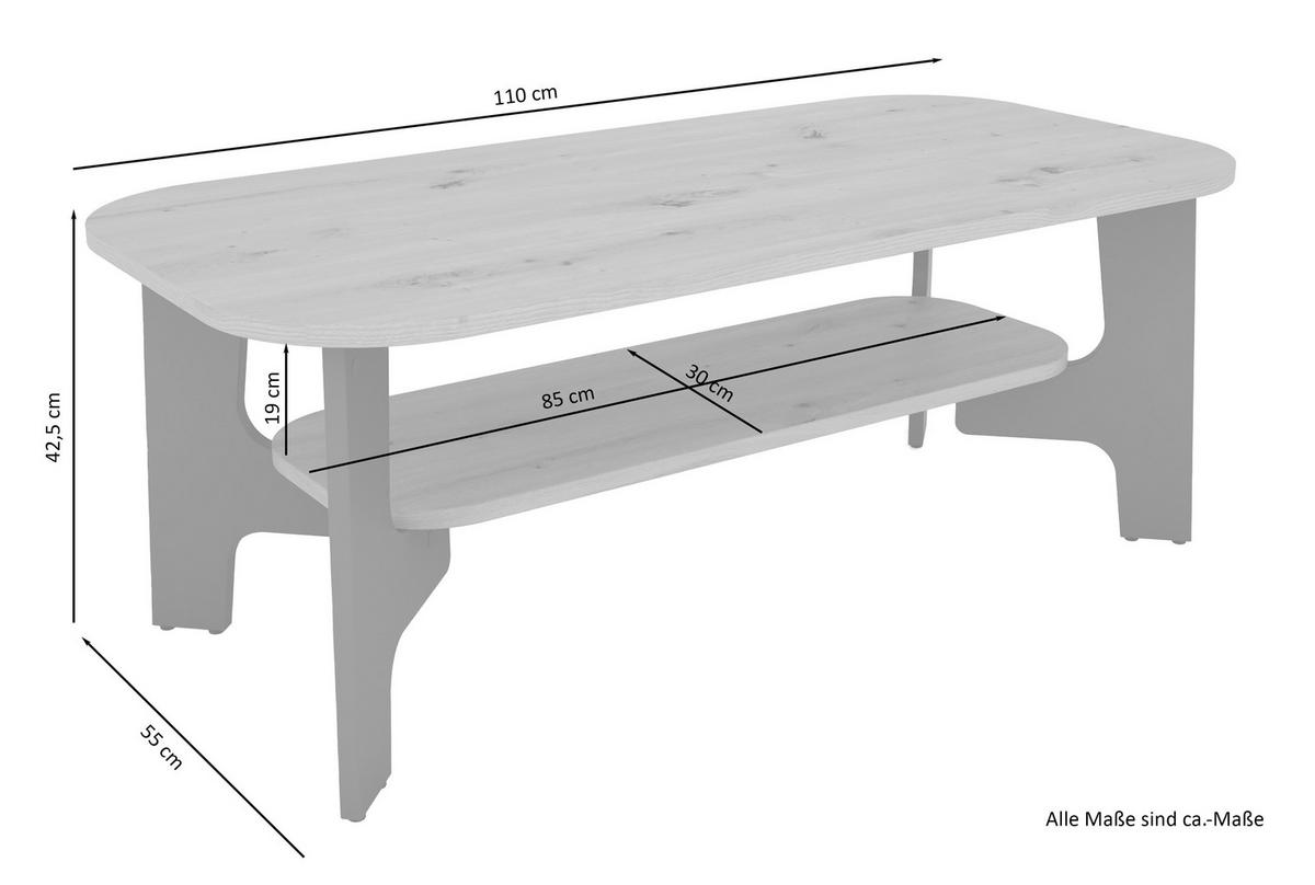 Couchtisch JONNY Eiche Old Wood Nachbildung anthrazit anthrazit B/H/T: ca. 110x42,5x55 cm JONNY - Eiche/anthrazit (110,00/42,50/55,00cm) - byLIVING