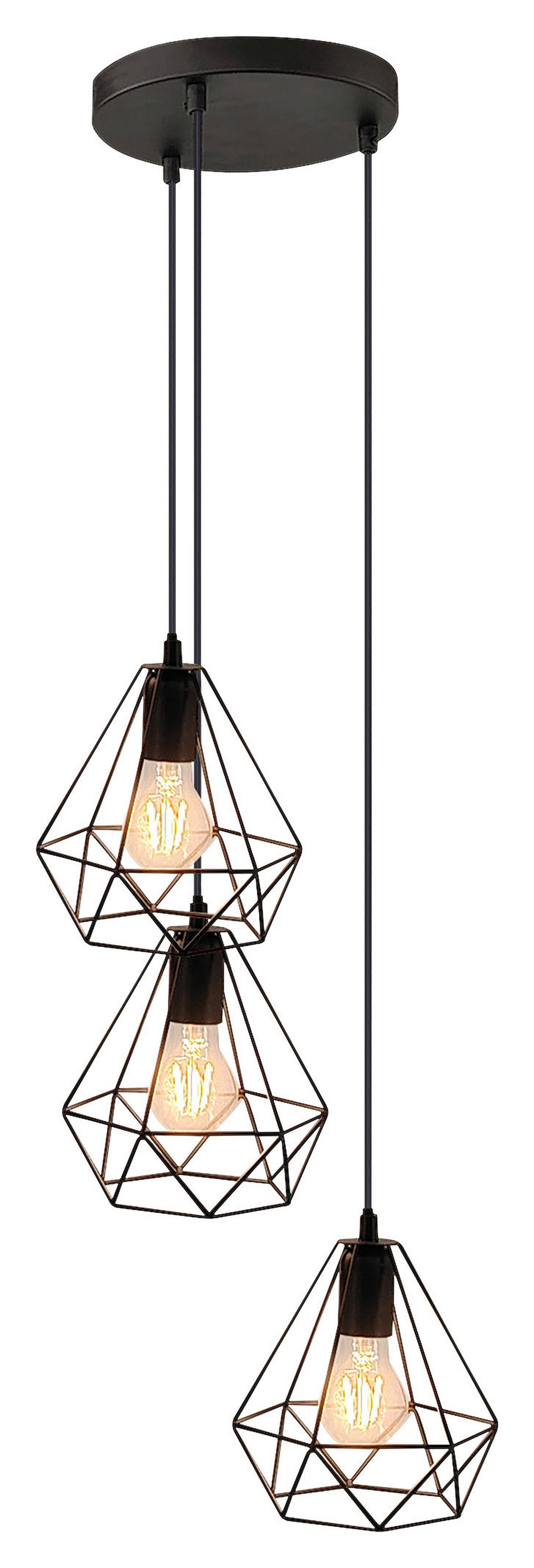 Pendelleuchte schwarz PVC Metall B/L: ca. 25x80 cm E27 3 Brennstellen Pendelleuchte_Senna - schwarz (25,00/80,00cm)