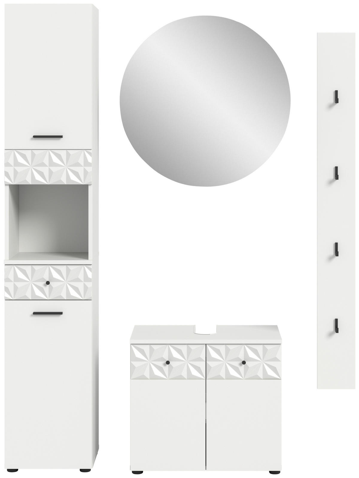 Badezimmer-Set Prisma weiß B/H/T: ca. 91x187x37 cm Prisma - weiß (91,00/187,00/37,00cm) - xonox.home