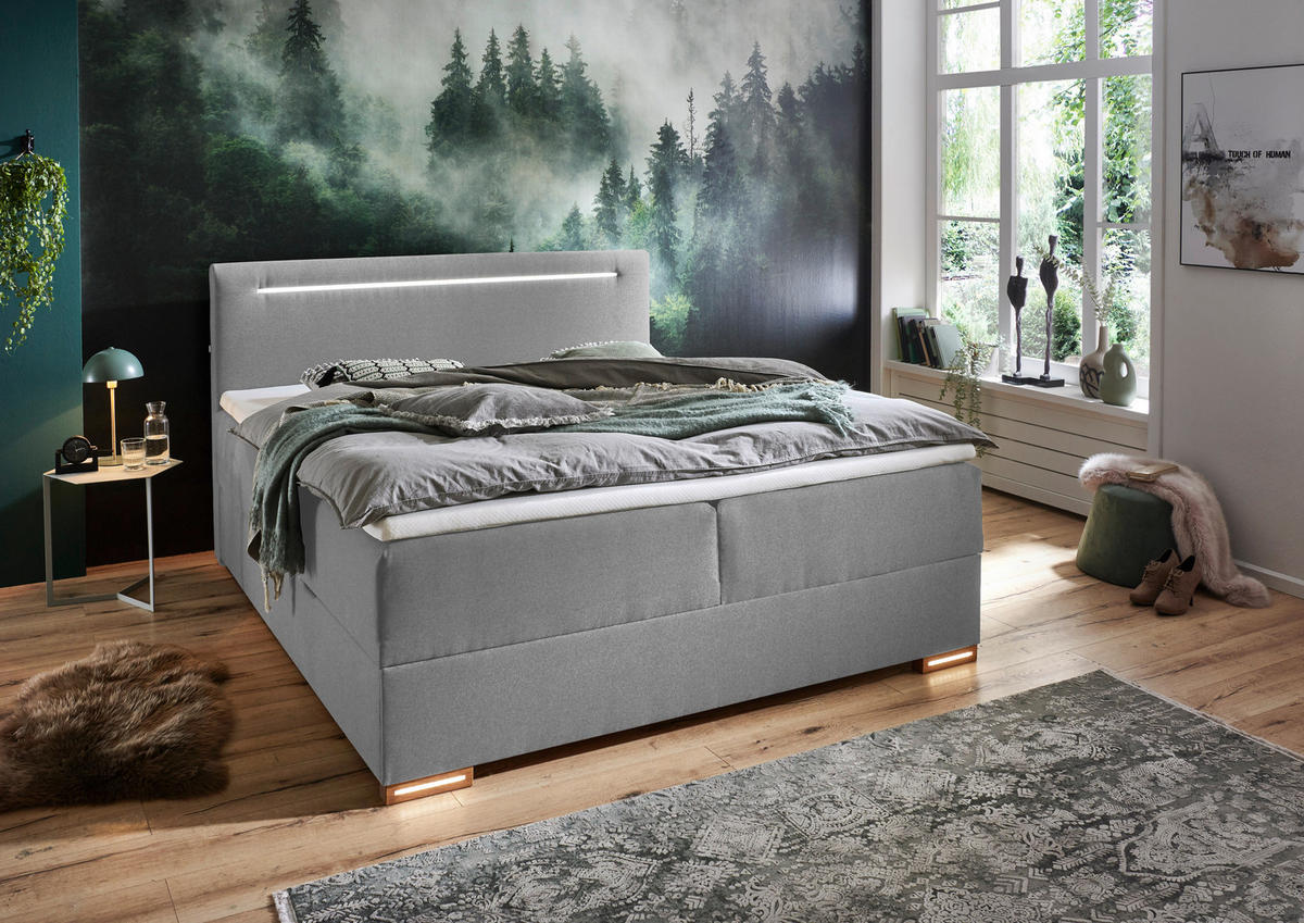 Boxspringbett Cooper grau Liegefläche B/L: ca. 160x200 cm Cooper - Eiche/grau (162,00/110,00/208,00cm)