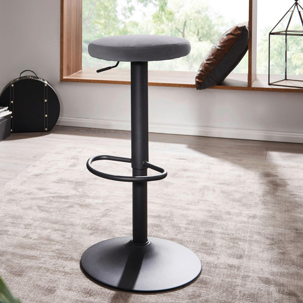 Barhocker grau Polyester B/H/T/D: ca. 40x79x40x35 cm Barhocker - schwarz/grau (40,00/79,00/40,00cm) - Wohnling