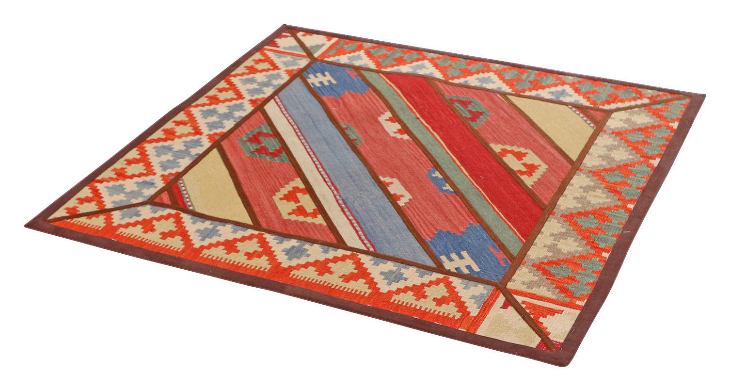 PersaTepp Teppich Kelim Tekkehdouz bunt B/H/L: ca. 120x1x120 cm Kelim Tekkehdouz - bunt (120,00/120,00/1,00cm) - PersaTepp