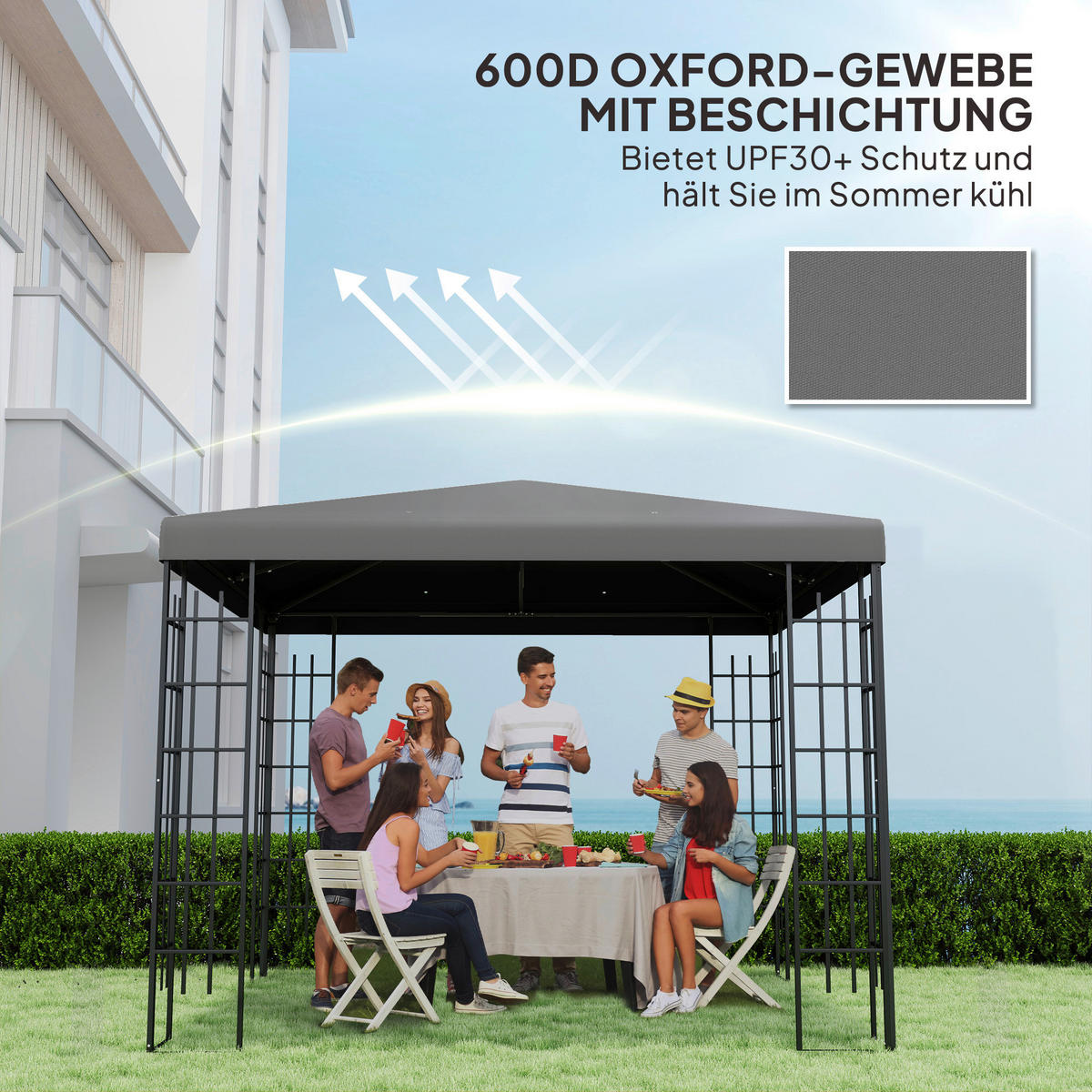 Outsunny Pavillondach dunkelgrau Metall B/H/L: ca. 298x1x298 cm Pavillondach - dunkelgrau (298,00/298,00/1,00cm) - Outsunny